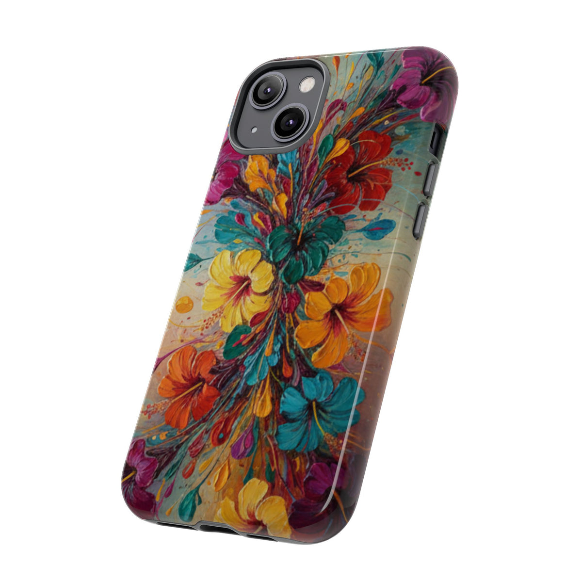 iPhone Tough Cases Phone Cases for iPhone 14\15\16\17\18 – Dual Layer, Matte/Glossy Finish, Wireless Charging Compatible. Floral Burst Tough Phone Case — Vibrant Flower Protective Case