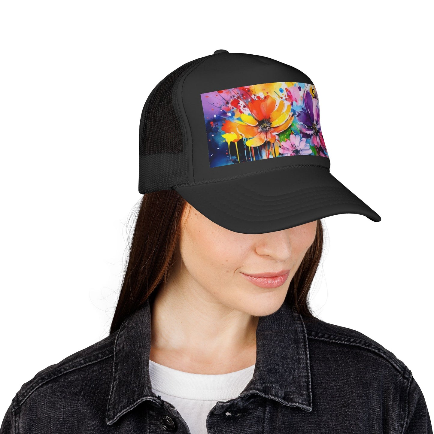 Vibrant Floral Trucker Cap - Colorful Summer Hat for Outdoor Fun