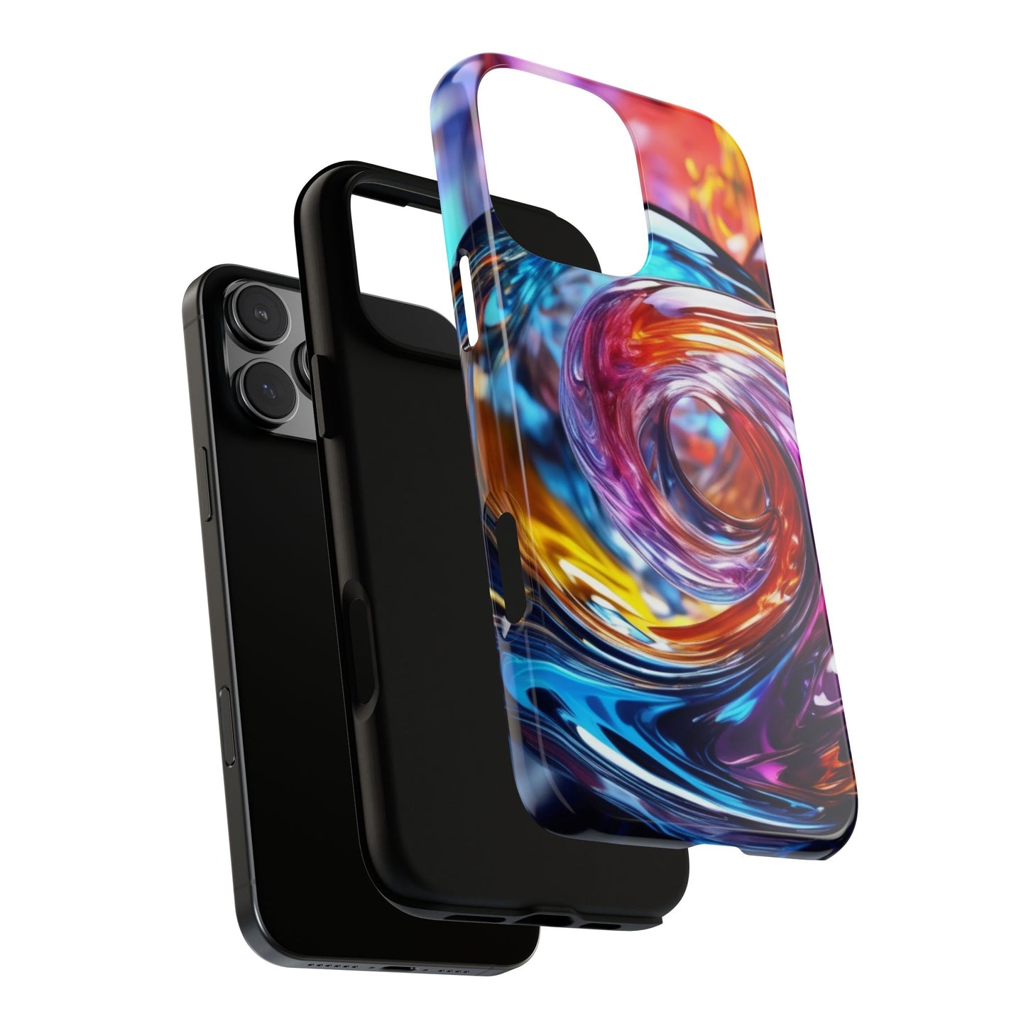iPhone Tough Case Phone Case for iPhone 14\15\16 – Dual Layer, Matte/Glossy Finish, Wireless Charging CompatibleVibrant Swirl Phone Case - Tough Cases for Protection