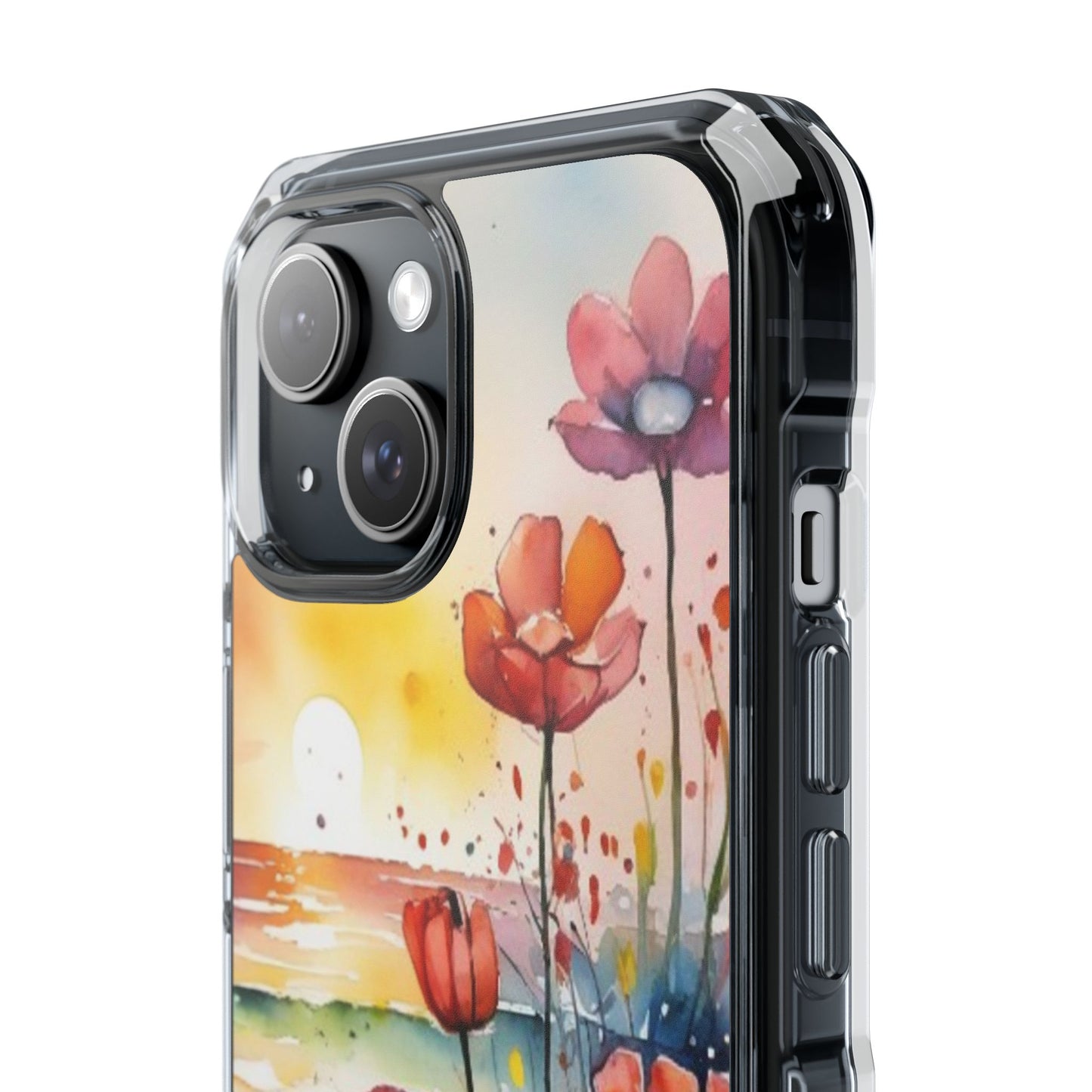 Floral Magnetic Phone Case for iPhone 14\15\16- Clear Impact Protection, Beach case, iphone 16 pro max, iPhone case