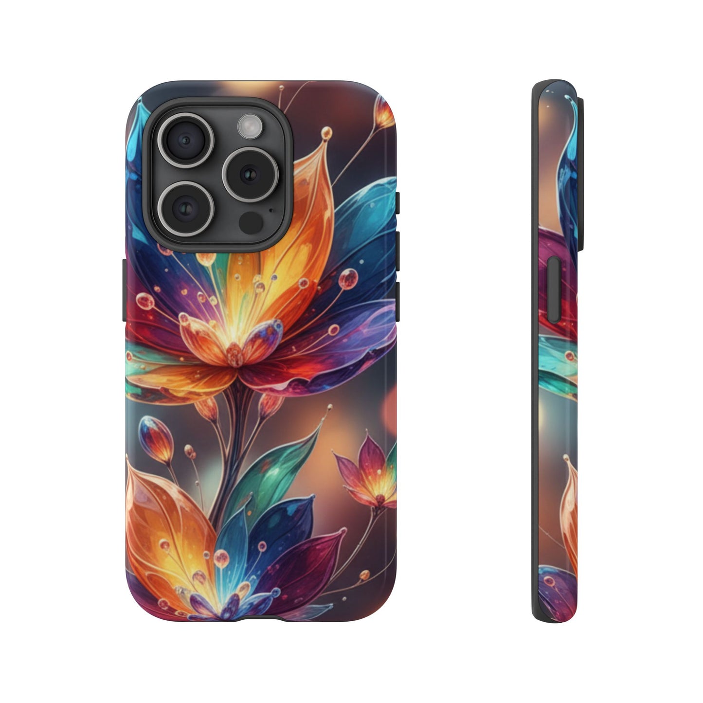 iPhone Tough Cases Phone Cases for iPhone 14\15\16\17 – Dual Layer, Matte/Glossy Finish, Wireless Charging Compatible — Vibrant Floral Lotus Phone Case