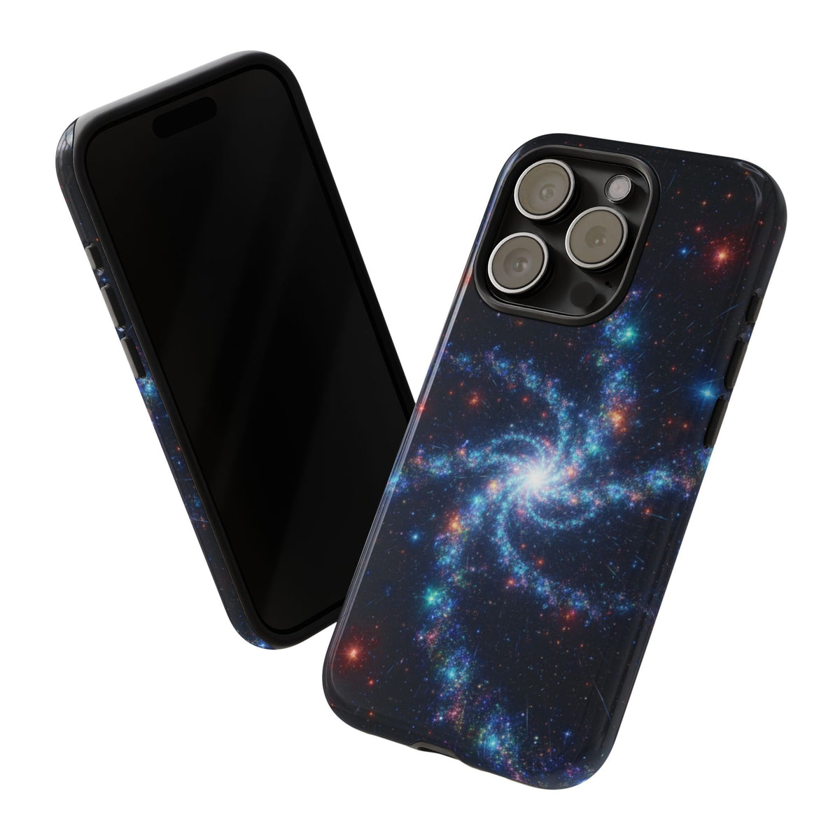 iPhone Tough Cases Phone Cases for iPhone 14\15\16\17\18 – Dual Layer, Matte/Glossy Finish, Wireless Charging Compatible. Galaxy Spiral Tough Phone Case — Cosmic Starfield Protective Cover for iPhone