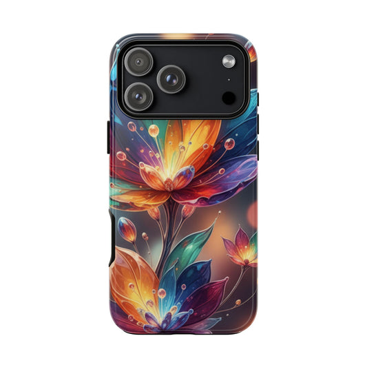 iPhone Tough Cases Phone Cases for iPhone 14\15\16\17 – Dual Layer, Matte/Glossy Finish, Wireless Charging Compatible — Vibrant Floral Lotus Phone Case