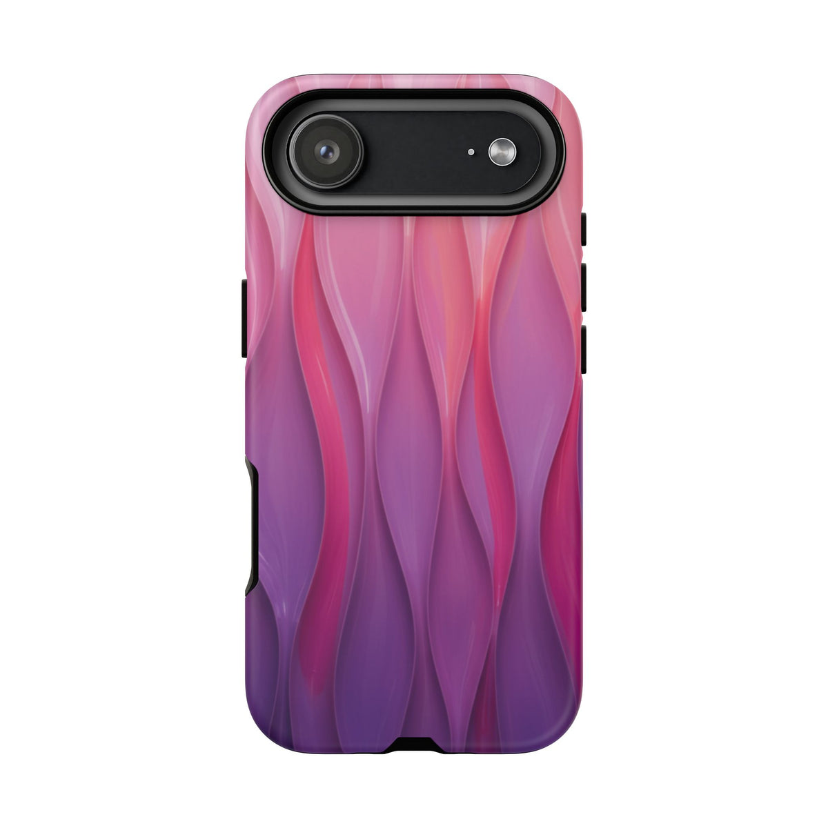 Pink Purple Wave Tough Phone Case. iPhone Tough Cases Phone Cases for iPhone 14\15\16\17 – Dual Layer, Matte/Glossy Finish, Wireless Charging Compatible — Abstract Gradient Protective Cover