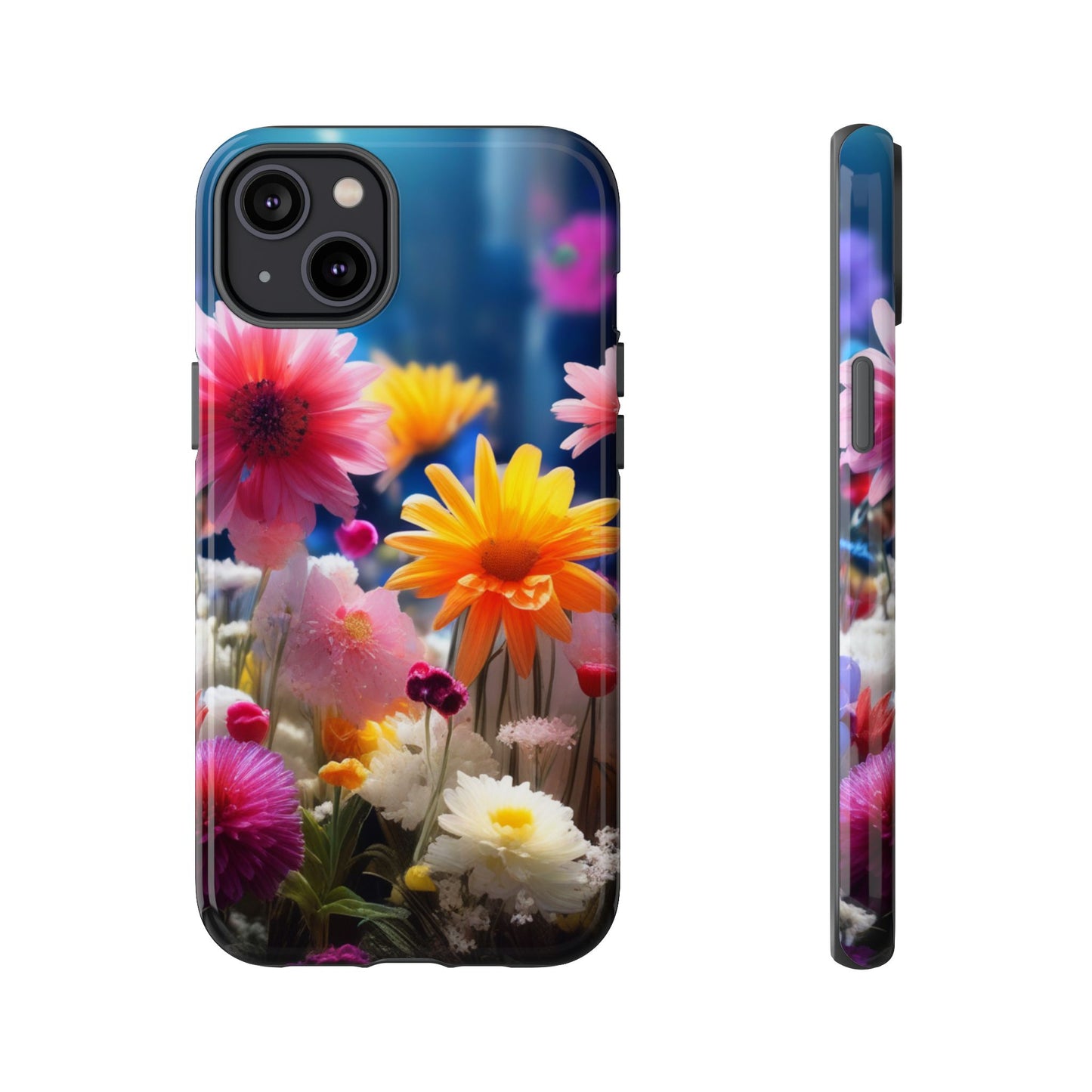 iPhone Tough Cases Phone Cases for iPhone 14\15\16\17– Dual Layer, Matte/Glossy Finish, Wireless Charging Compatible, Floral Garden Phone Case — Vibrant Spring Flowers Protective iPhone Case