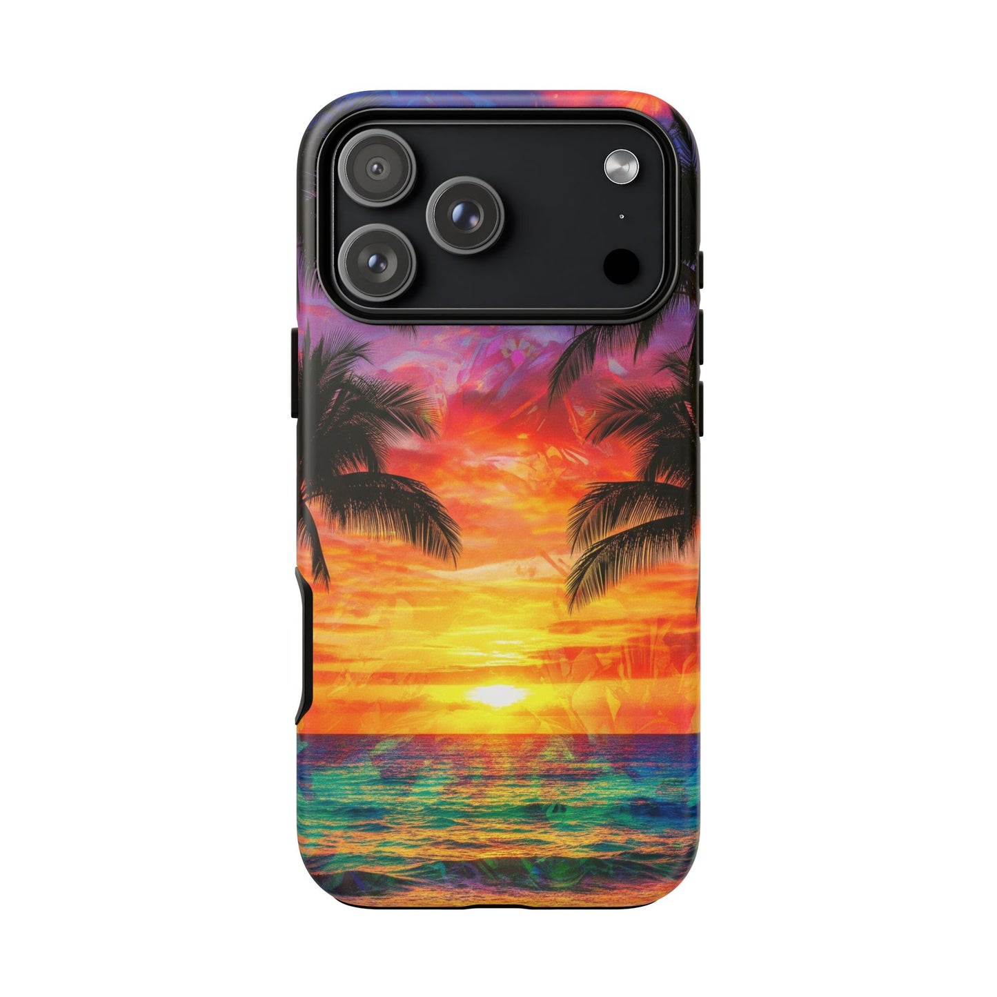 iPhone Tough Cases Phone Cases for iPhone 14\15\16\17. Tropical Sunset Phone Case — Palm Tree Beach Protective Cover