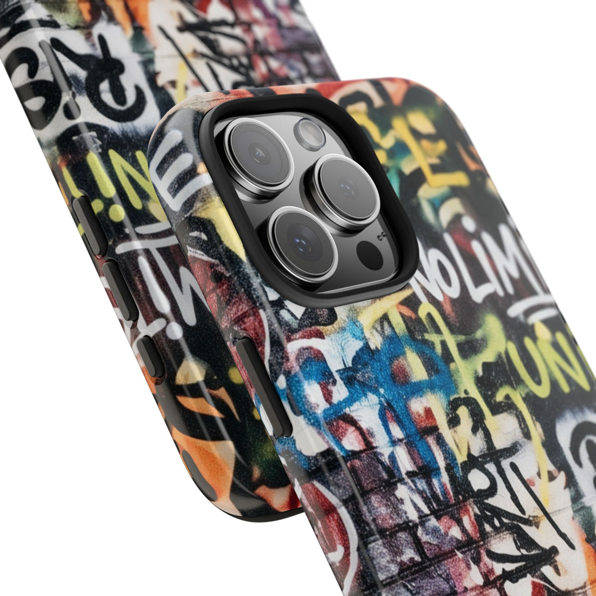 iPhone Tough Cases Phone Cases for iPhone 15\16\17\18 – Dual Layer, Matte/Glossy Finish, Wireless Charging Compatible. Graffiti Tough Phone Case