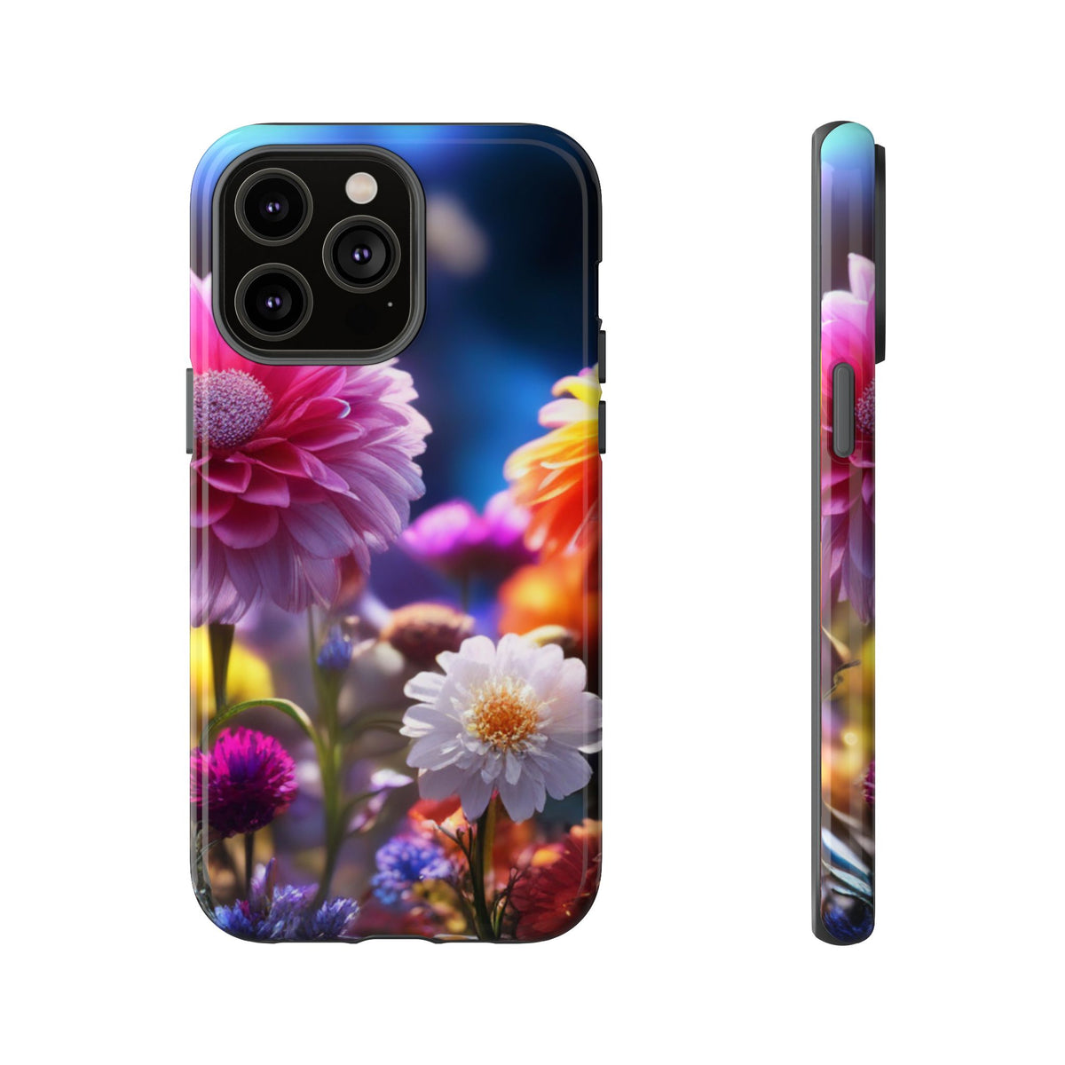 iPhone Tough Cases Phone Cases for iPhone 14\15\16\17 – Dual Layer, Matte/Glossy Finish, Wireless Charging Compatible, Floral Garden Phone Case — Vibrant Bloom Protective iPhone Cover