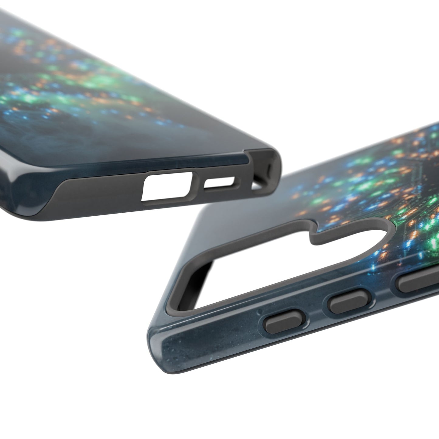 Tough Cases for Samsung Galaxy S25/S24/S23/S22 – Dual Layer, Matte/Glossy Finish, Wireless Charging CompatibleGalaxy, Circuit Phone Case — Colorful Microchip Glow Protective Tough Case