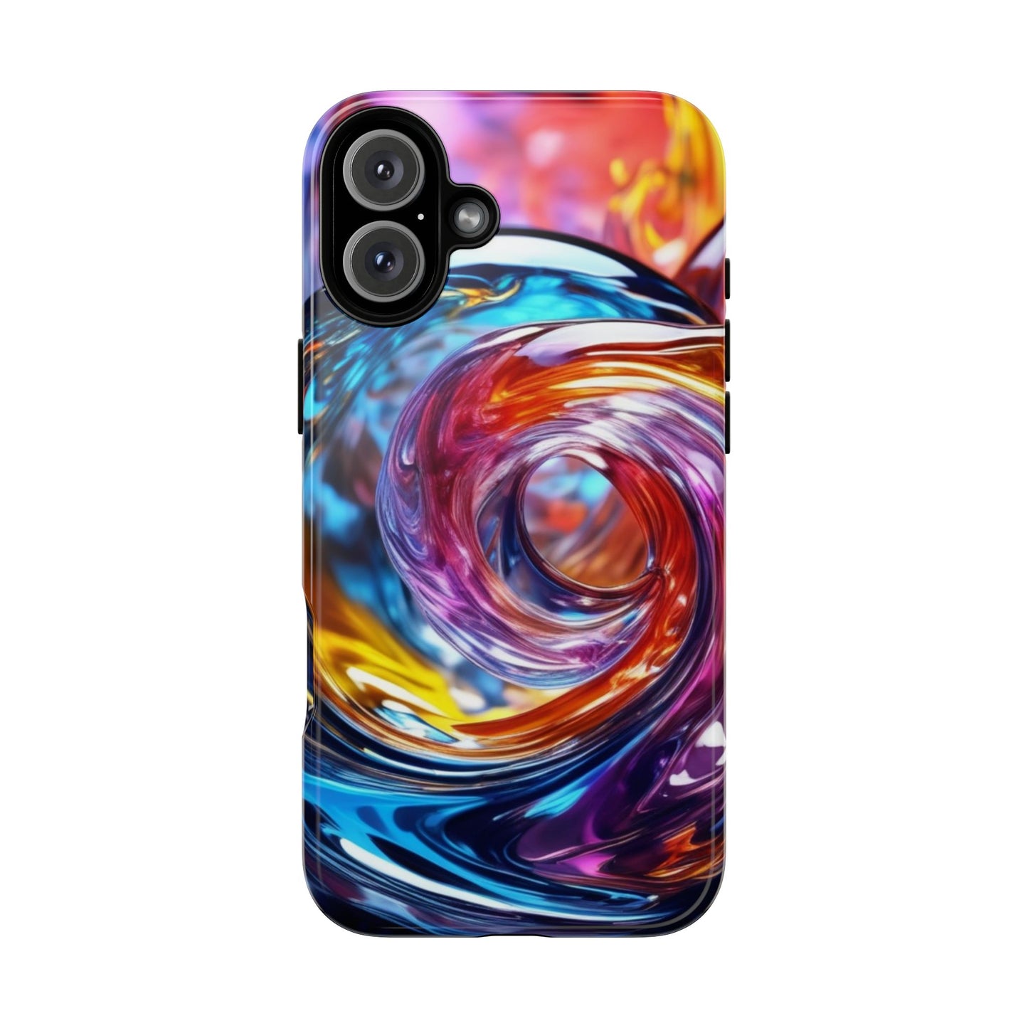 iPhone Tough Case Phone Case for iPhone 14\15\16 – Dual Layer, Matte/Glossy Finish, Wireless Charging CompatibleVibrant Swirl Phone Case - Tough Cases for Protection