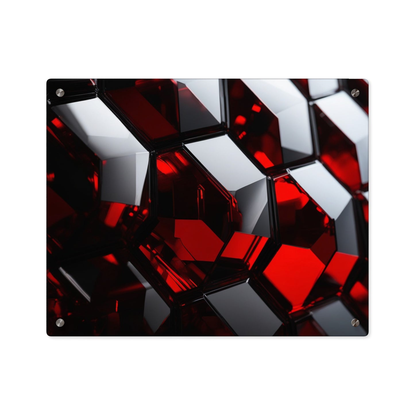 Modern Acrylic Wall Art Panels, Geometric Wall Decor, Home Office Art, Red Abstract Design, Stylish Gift for Art Lovers