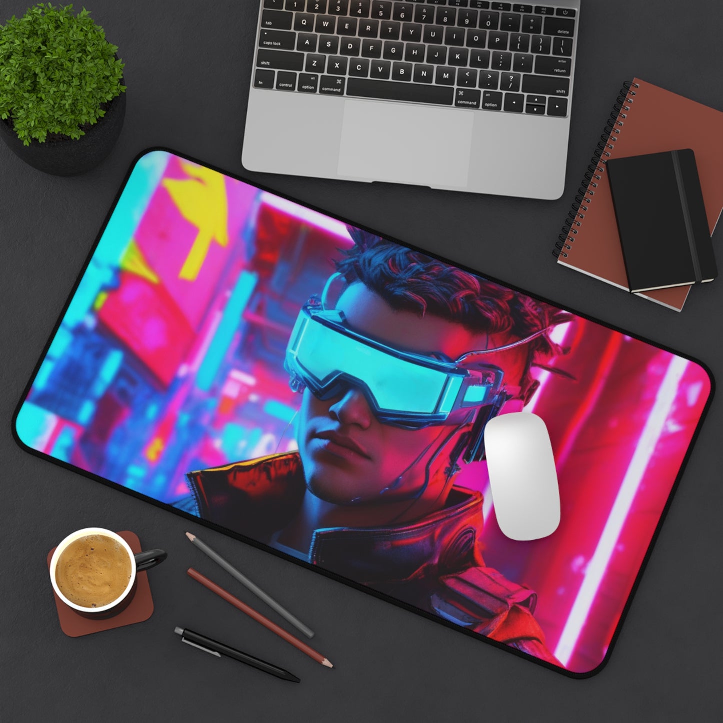 Large Gaming Mouse Pad – Premium Mouse Pad & Tech Accessory for Home & Office, Premium Desk Mat, Gaming Mouse Pad, Non-slip. Cyberpunk Gamer Desk Mat — Neon VR Cityscape Mouse Pad