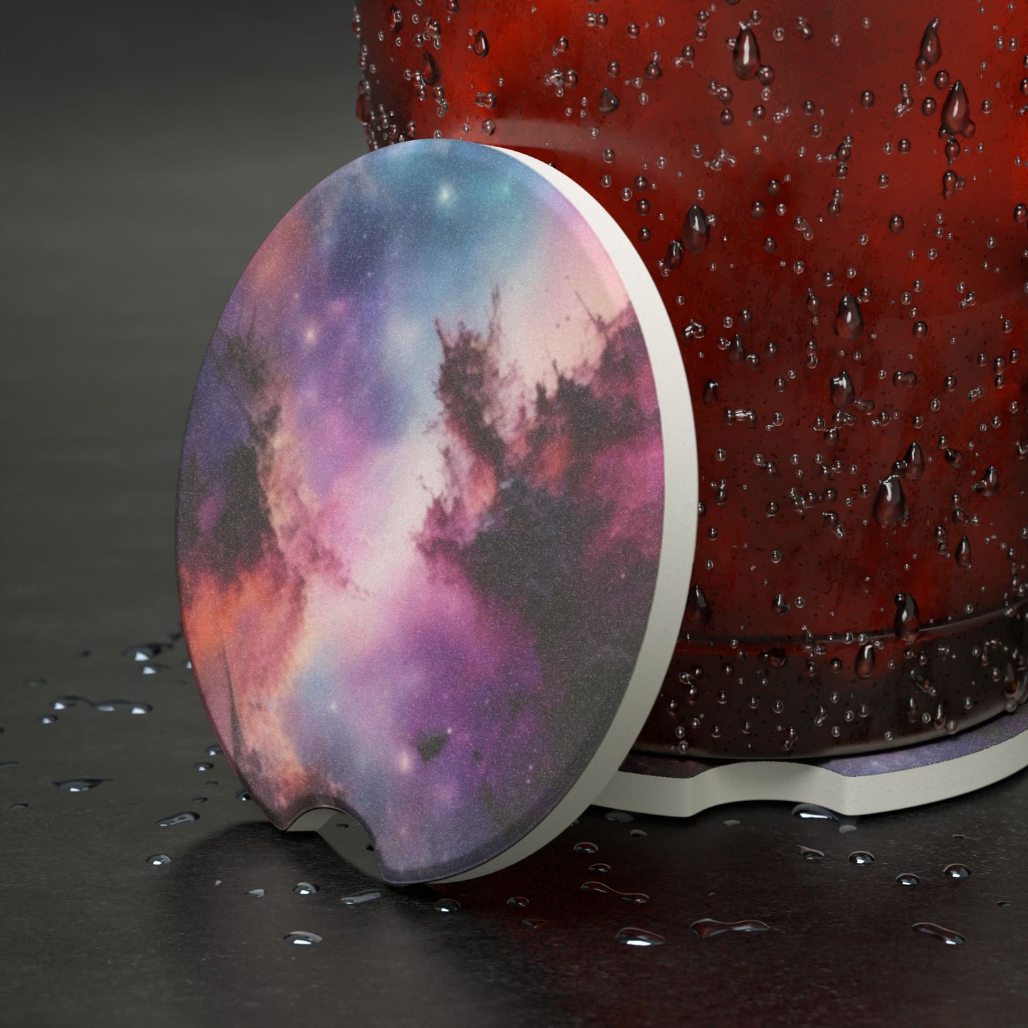Galaxy Soapstone Car Coaster — Nebula Drink Holder for Cars