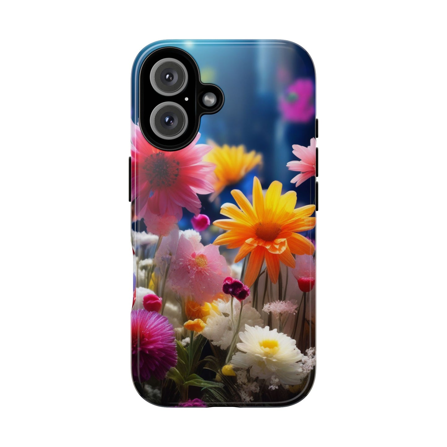 iPhone Tough Cases Phone Cases for iPhone 14\15\16\17– Dual Layer, Matte/Glossy Finish, Wireless Charging Compatible, Floral Garden Phone Case — Vibrant Spring Flowers Protective iPhone Case