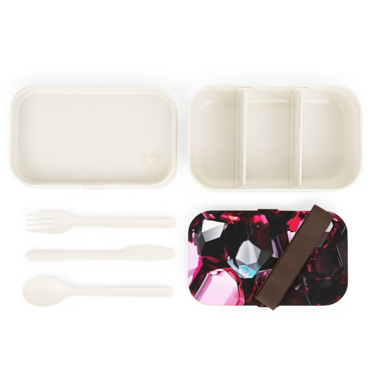 Stylish Bento Box Lunchbox – Portable, Designer Food Container with Wooden Lid & Two Moveable Compartments for Work, School & Picnics