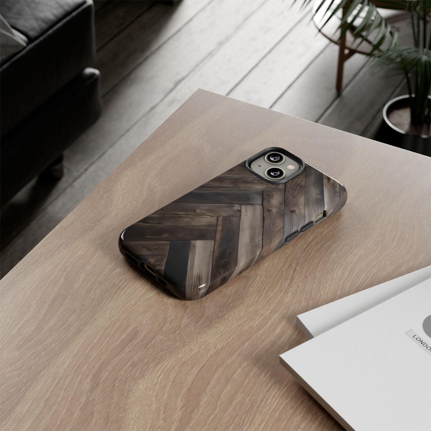 Durable Phone Case with Modern Wood Design for iPhone 17/16/15/14