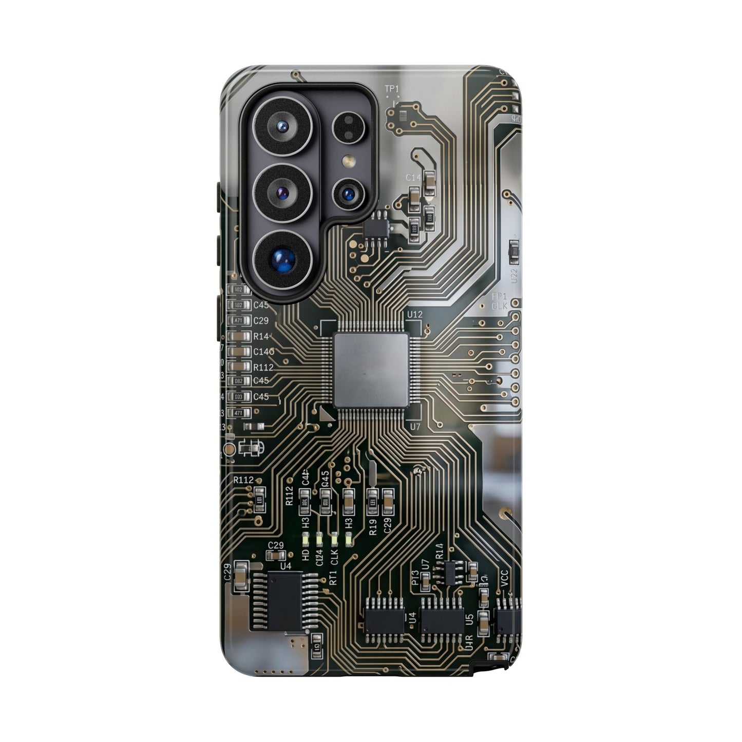 Tough Cases Phone Cases for Samsung Galaxy S25/S24/S23/S22 – Dual Layer, Matte/Glossy Finish, Wireless Charging Compatible, Circuit Board Phone Case — Tech Circuitry Protective Phone Cover