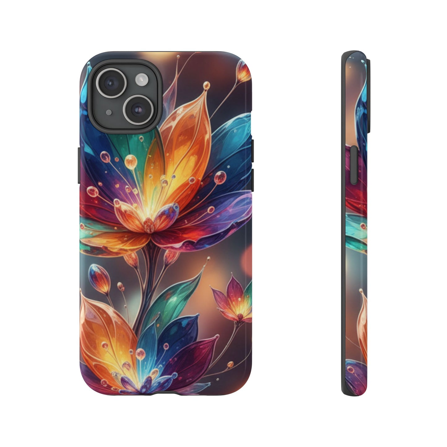 iPhone Tough Cases Phone Cases for iPhone 14\15\16\17 – Dual Layer, Matte/Glossy Finish, Wireless Charging Compatible — Vibrant Floral Lotus Phone Case