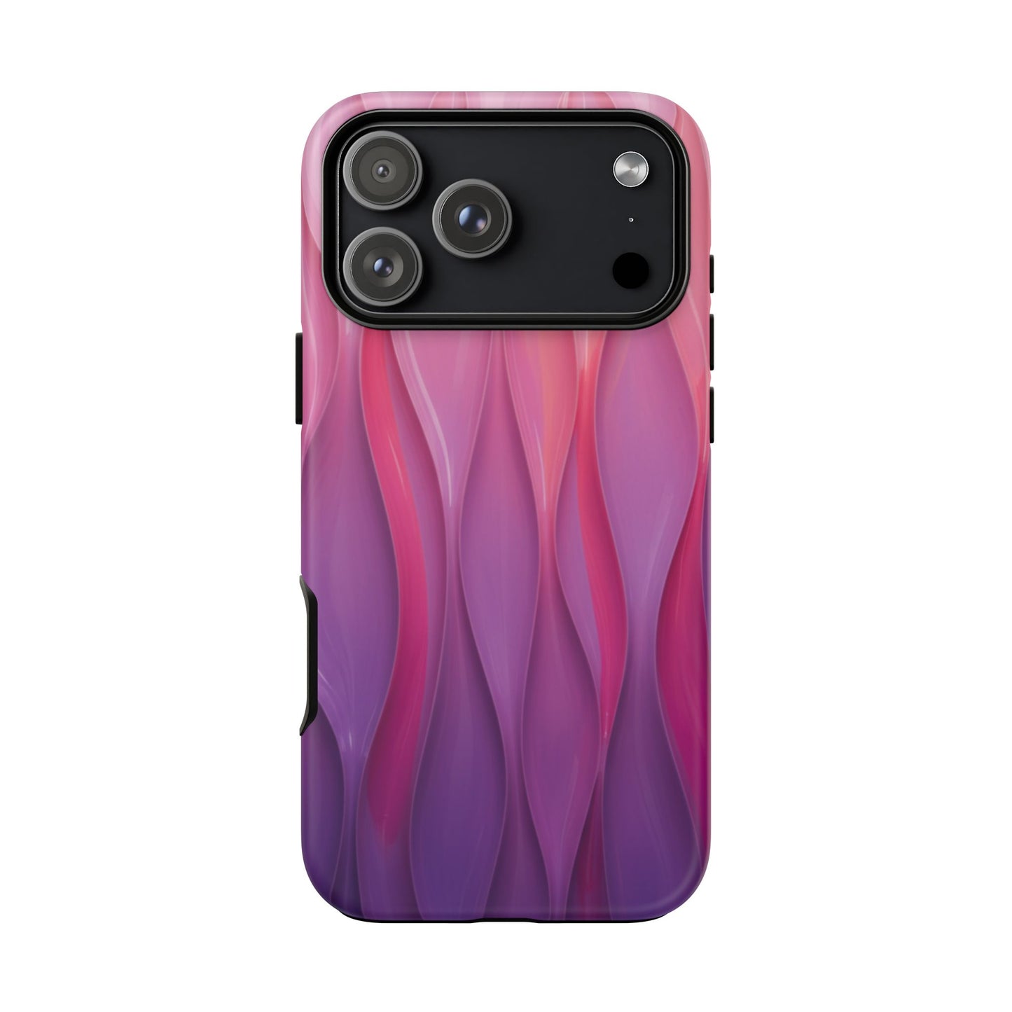 Pink Purple Wave Tough Phone Case. iPhone Tough Cases Phone Cases for iPhone 14\15\16\17 – Dual Layer, Matte/Glossy Finish, Wireless Charging Compatible — Abstract Gradient Protective Cover