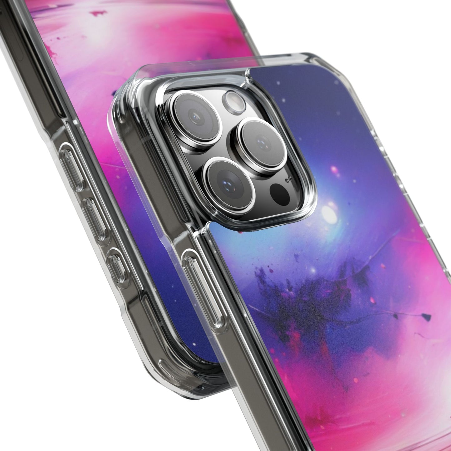 Magnetic Impact Phone Case for iPhone 16/15/14, Magnetic Clear Impact Phone Cases - Galaxy Vibe, Protective Cover, Customizable Gift, Stylish Phone Accessory, Unique Design