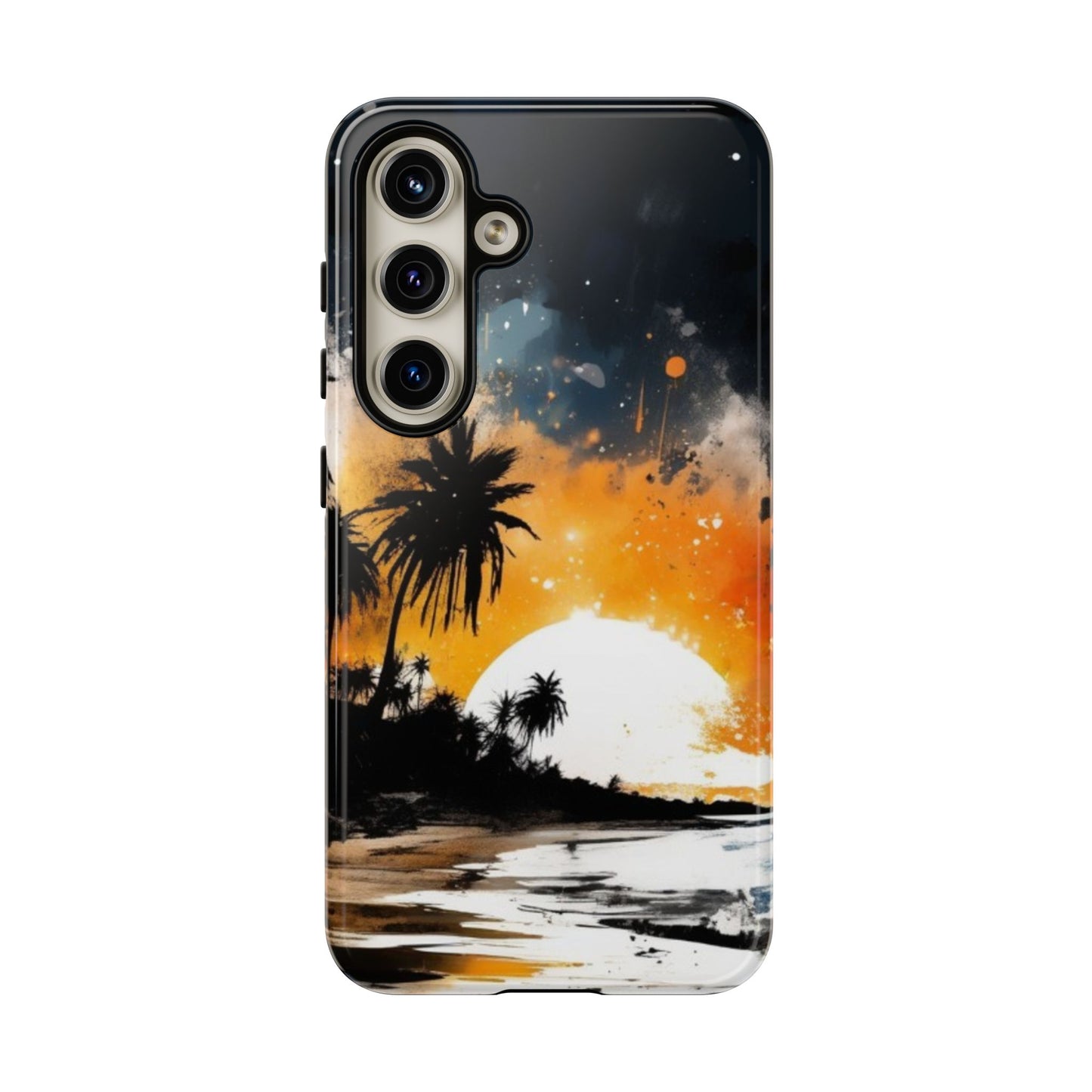 Tough Cases Phone Cases for Samsung Galaxy S25/S24/S23 – Dual Layer, Matte/Glossy Finish, Wireless Charging Compatible: Tropical Sunset Phone Case, Customizable iPhone Cover, Summer Vibes Accessory, Beach Lover Gift