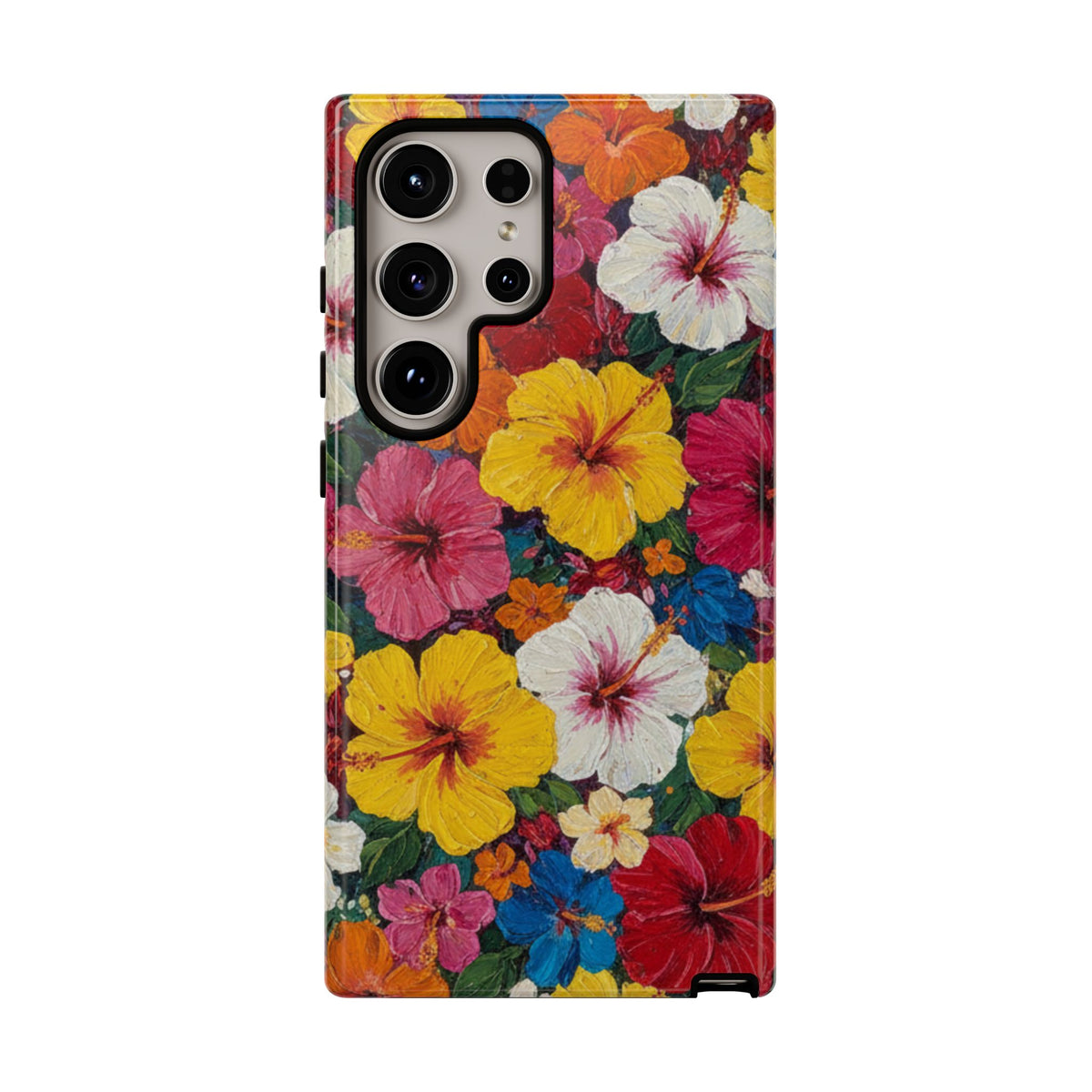 Tough Cases Phone Cases for Samsung Galaxy S26/S25/S24/S23/S22 – Dual Layer, Matte/Glossy Finish, Wireless Charging CompatibleFloral Hibiscus Tough Phone Case — Bright Tropical Flowers Protective Cover