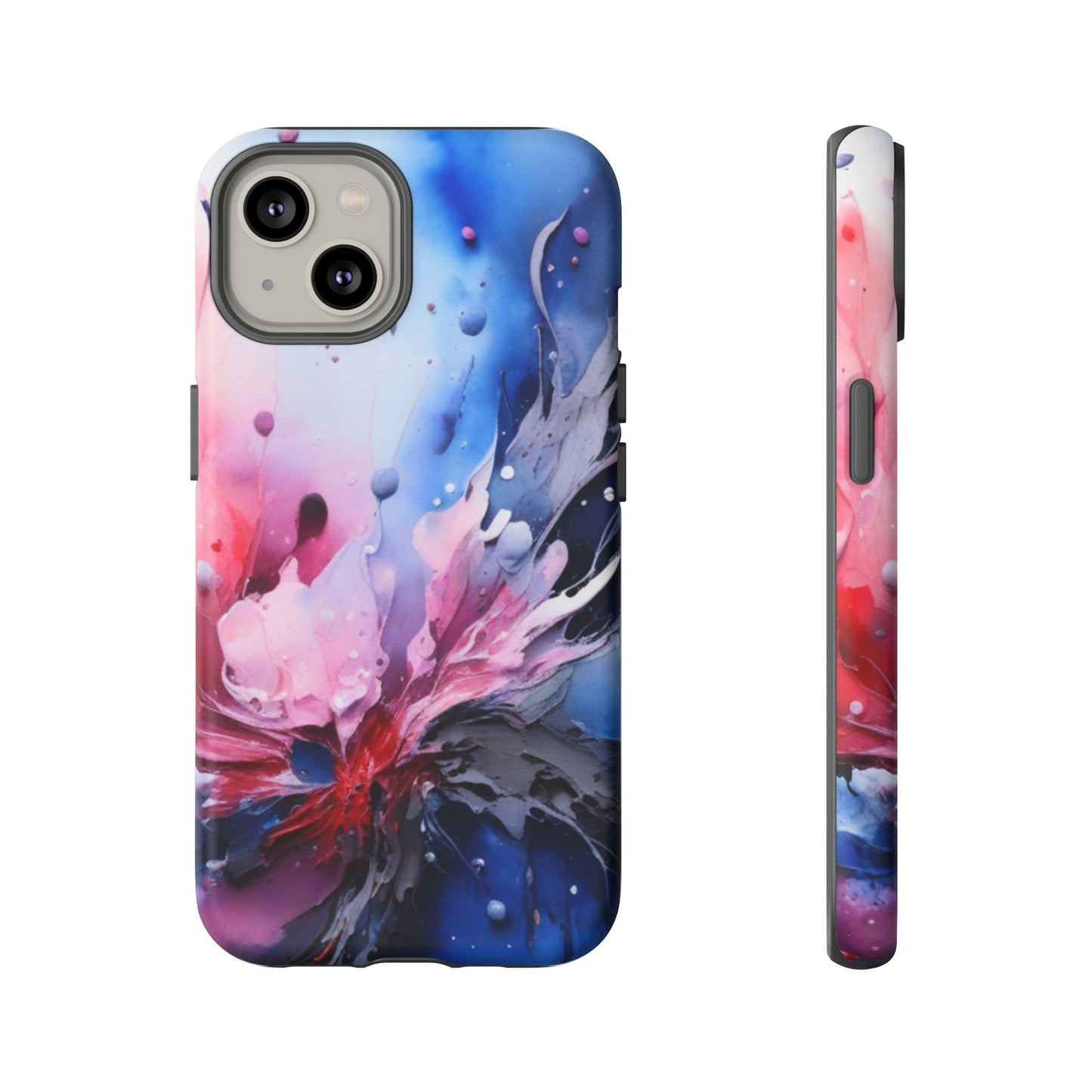 Tough Case — Abstract Pink & Blue Phone Case. iPhone Tough Cases Phone Cases for iPhone 17/16/15/14 – Dual Layer, Matte/Glossy Finish, Wireless Charging Compatible