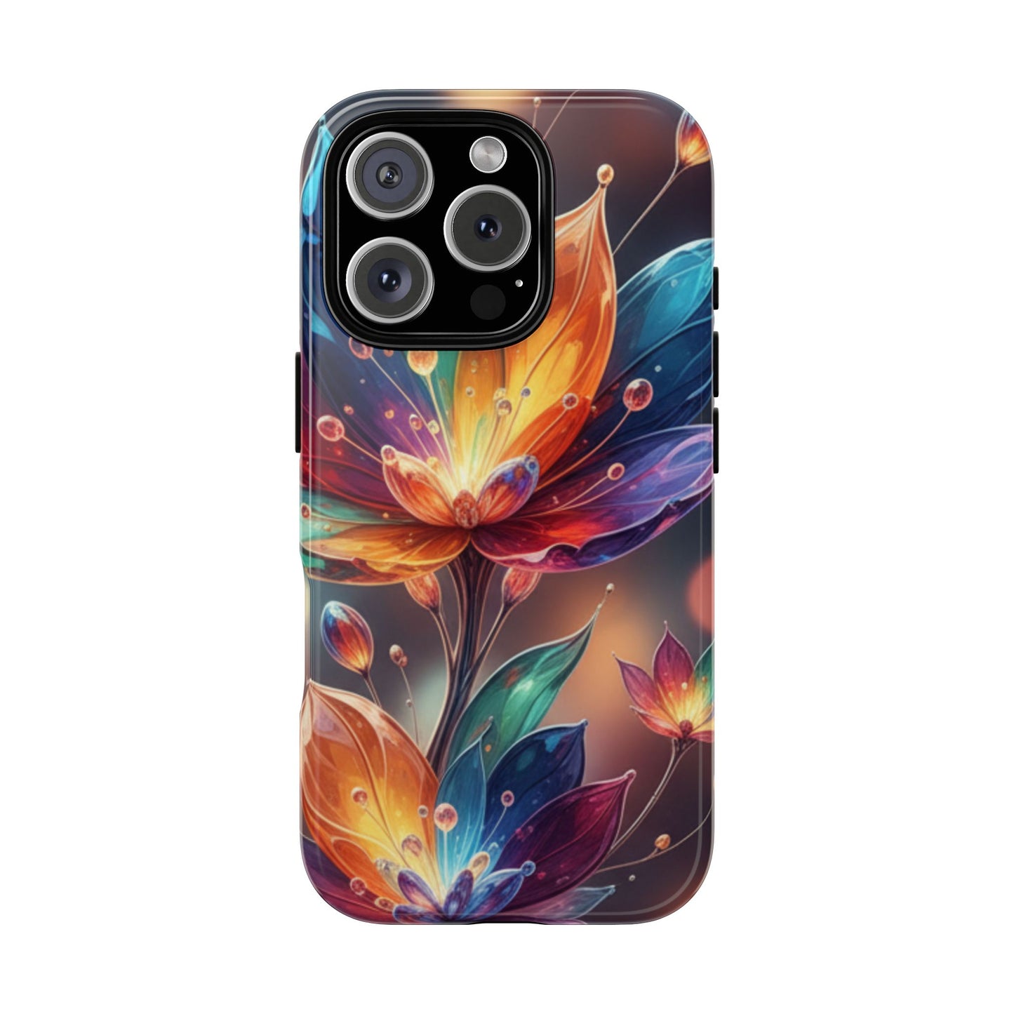 iPhone Tough Cases Phone Cases for iPhone 14\15\16\17 – Dual Layer, Matte/Glossy Finish, Wireless Charging Compatible — Vibrant Floral Lotus Phone Case