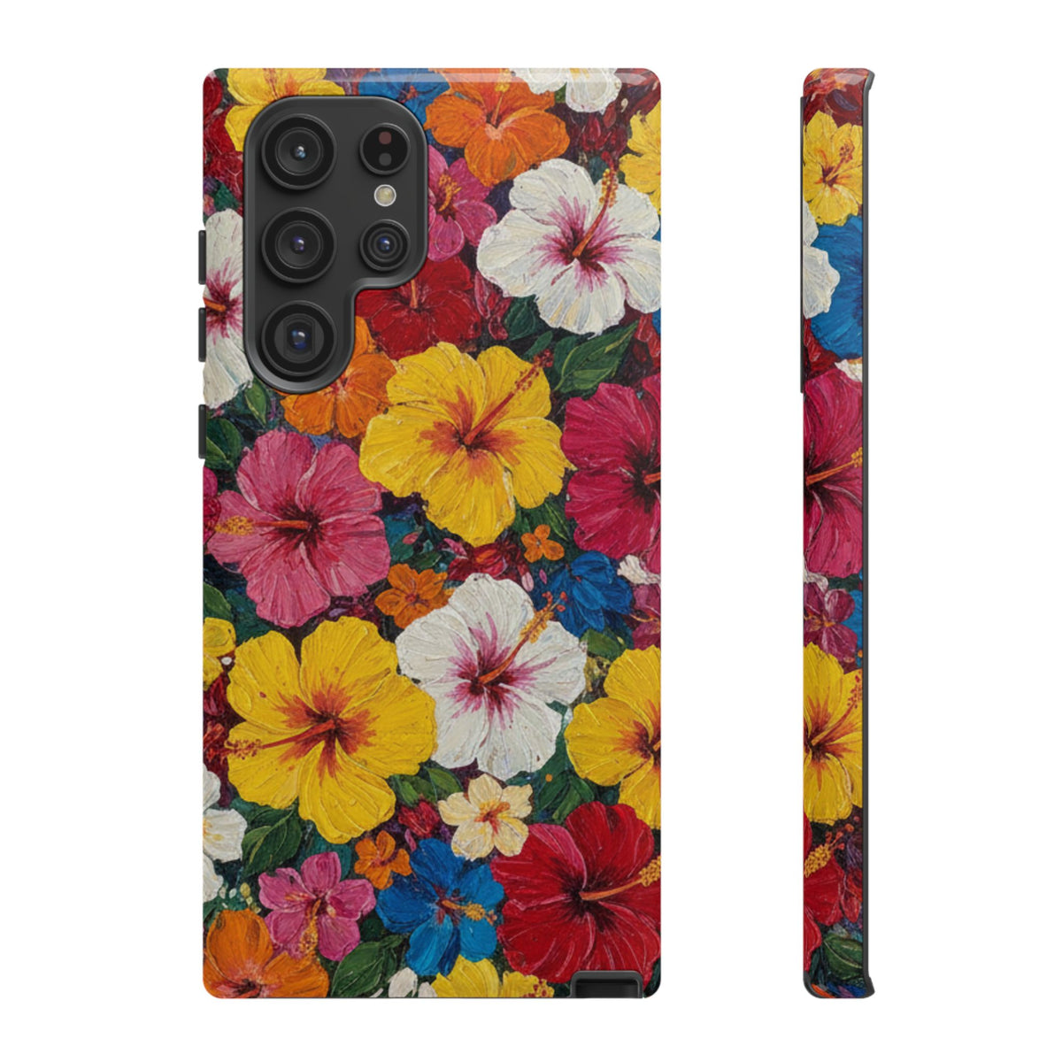 Tough Cases Phone Cases for Samsung Galaxy S26/S25/S24/S23/S22 – Dual Layer, Matte/Glossy Finish, Wireless Charging CompatibleFloral Hibiscus Tough Phone Case — Bright Tropical Flowers Protective Cover