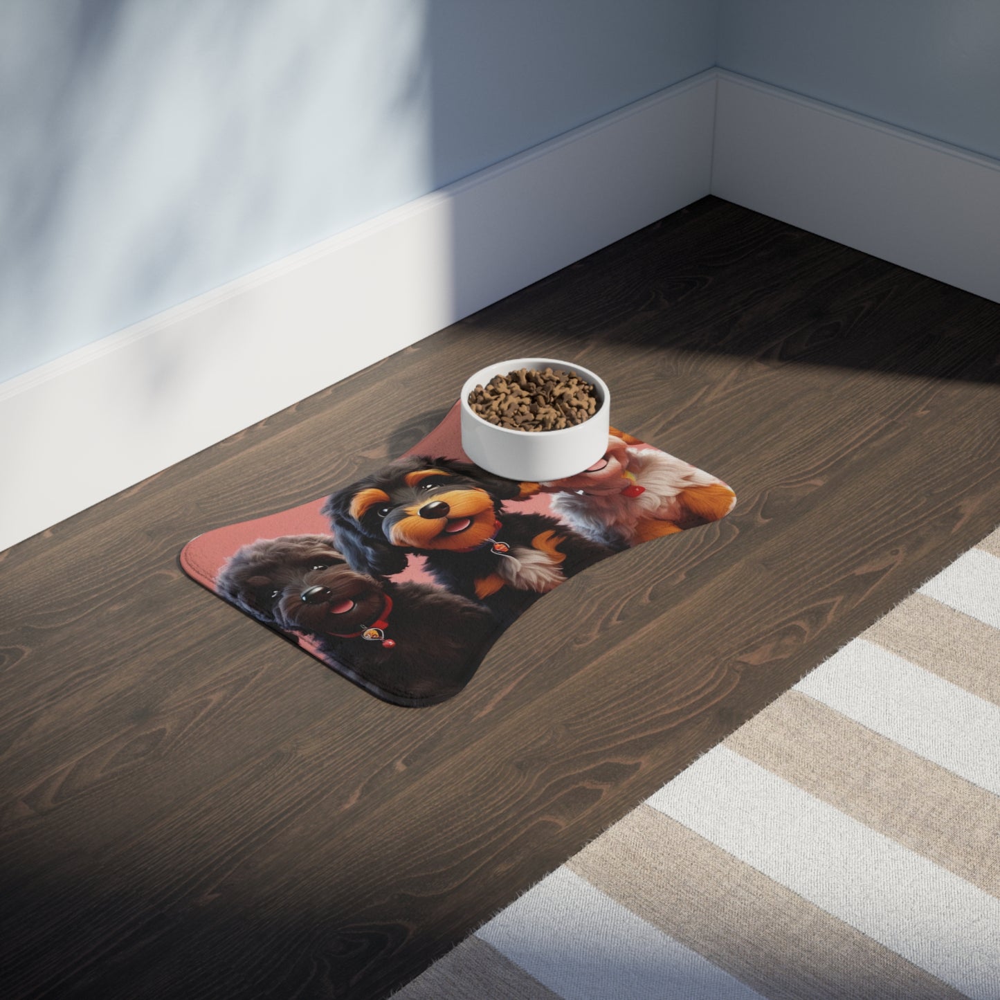 Designer Pet Feeding Mat – Non-Slip, Absorbent & Bone Shaped for Mess-Free Meals