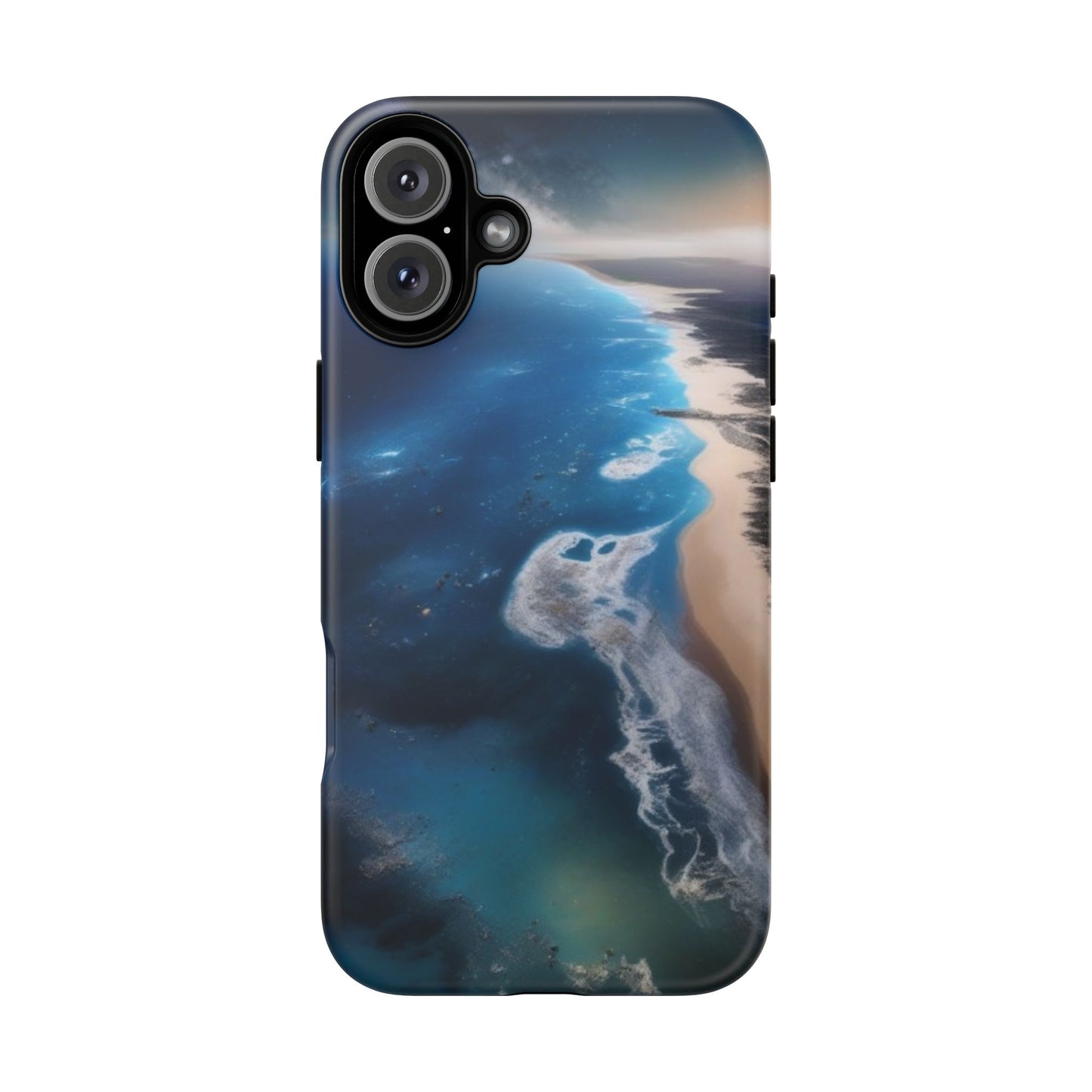 iPhone Tough Case Phone Case for iPhone 14\15\16 – Dual Layer, Matte/Glossy Finish, Wireless Charging Compatible, Ocean Waves Phone Case - Tough and Stylish Protection for Beach Lovers
