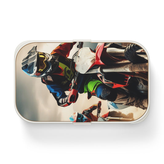 Stylish Bento Box Lunchbox – Portable, Designer Food Container with Wooden Lid & Two Moveable Compartments for Work, School & Picnics, Bento Lunch Box - Perfect for Adventurers & Riders