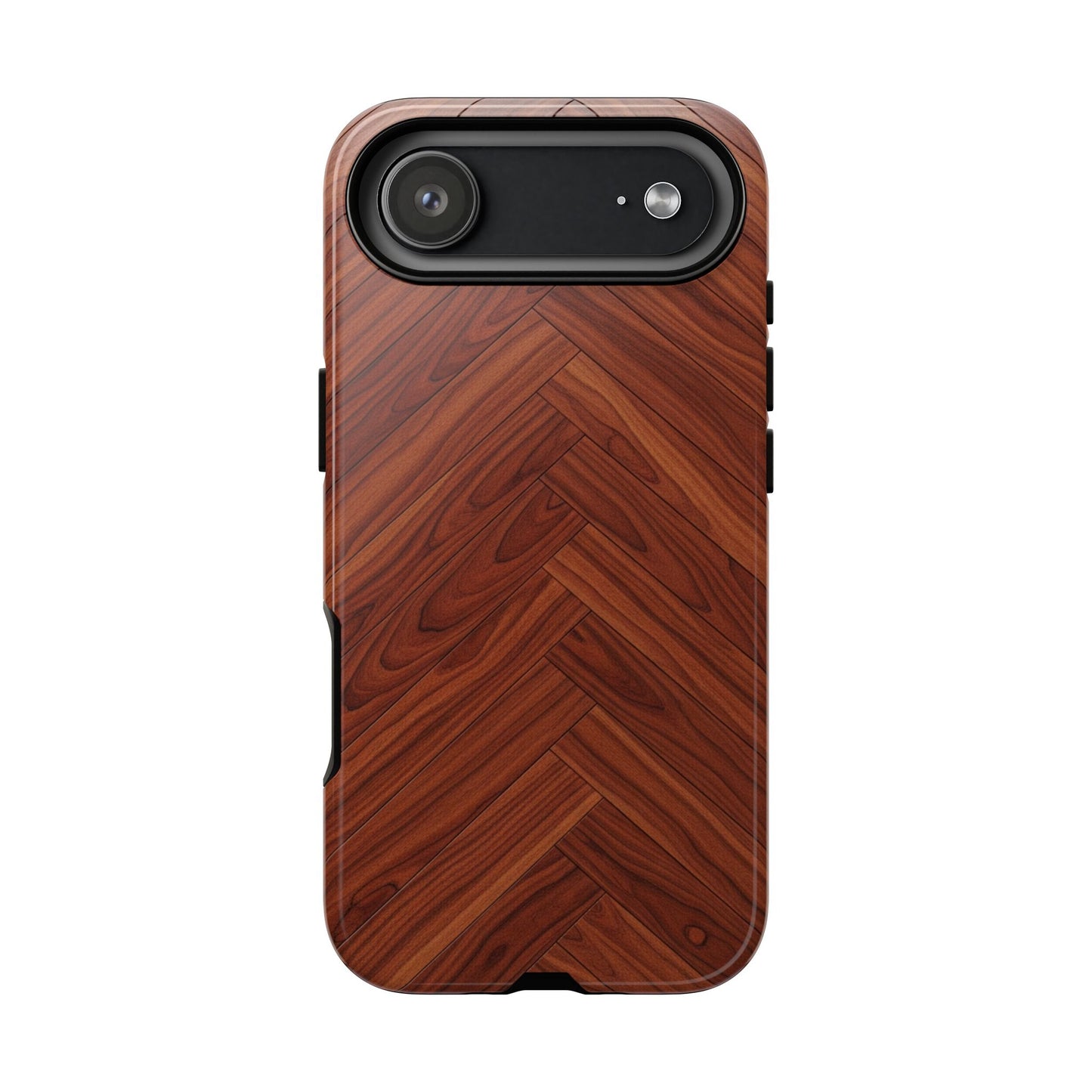 iPhone Tough Cases Phone Cases for iPhone 14\15\16\17 – Dual Layer, Matte/Glossy Finish, Wireless Charging Compatible. Tough Phone Case — Plastic Herringbone Walnut Protective Cover