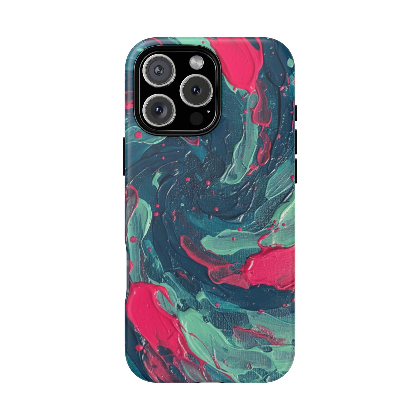 iPhone Tough Cases Phone Cases for iPhone 14\15\16\17 – Dual Layer, Matte/Glossy Finish, iPhone 17 case for sale, Wireless Charging Compatible, Marbled Teal & Fuchsia Tough Phone Case
