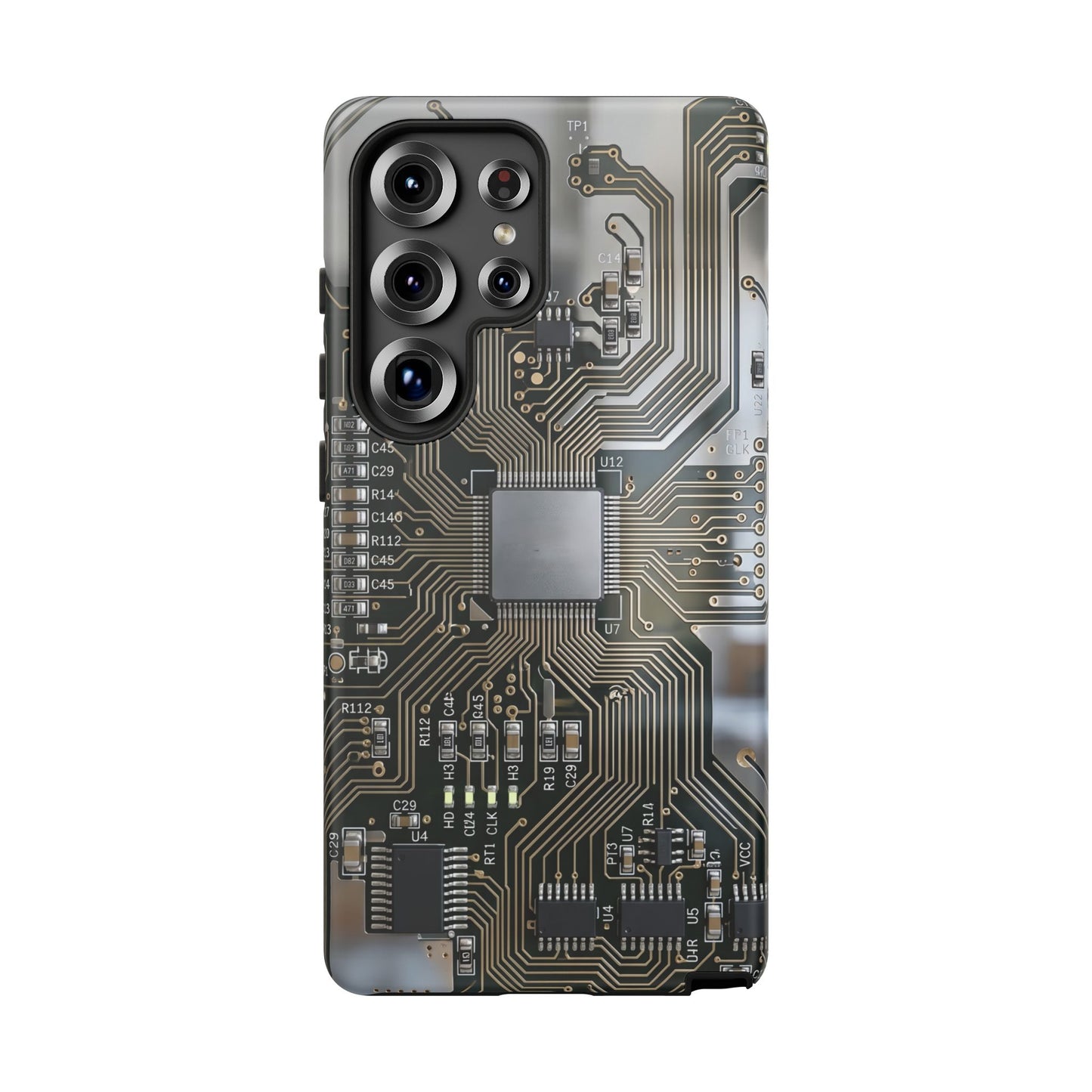 Tough Cases Phone Cases for Samsung Galaxy S25/S24/S23/S22 – Dual Layer, Matte/Glossy Finish, Wireless Charging Compatible, Circuit Board Phone Case — Tech Circuitry Protective Phone Cover