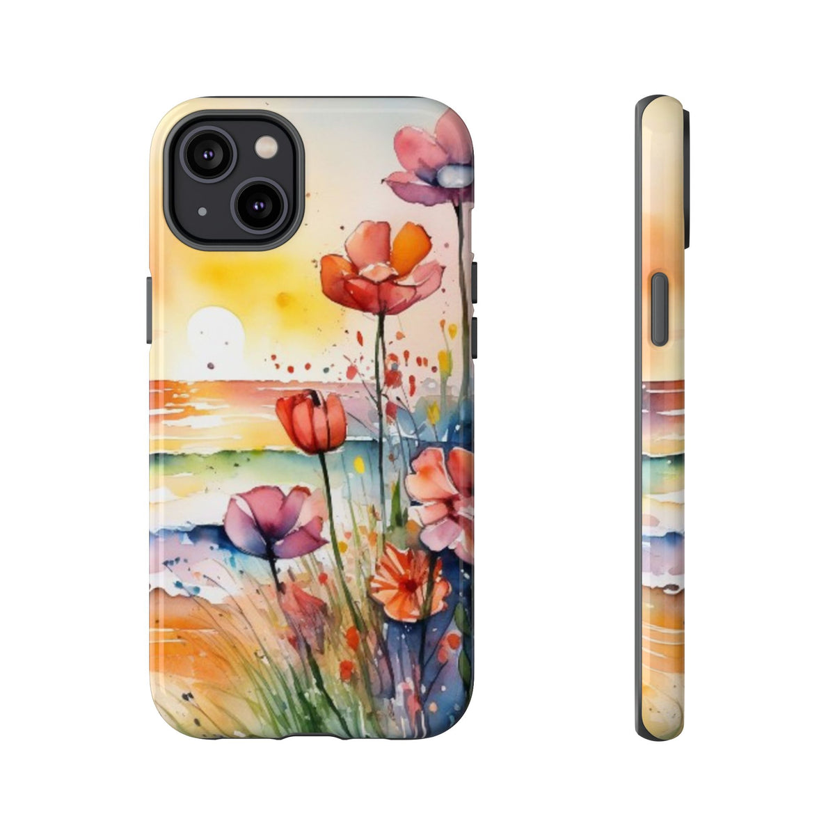 Floral Phone Case, Tough Cases Phone Cases for iPhone 17/16/15/14 - Tough Cases with Vibrant Watercolor Design