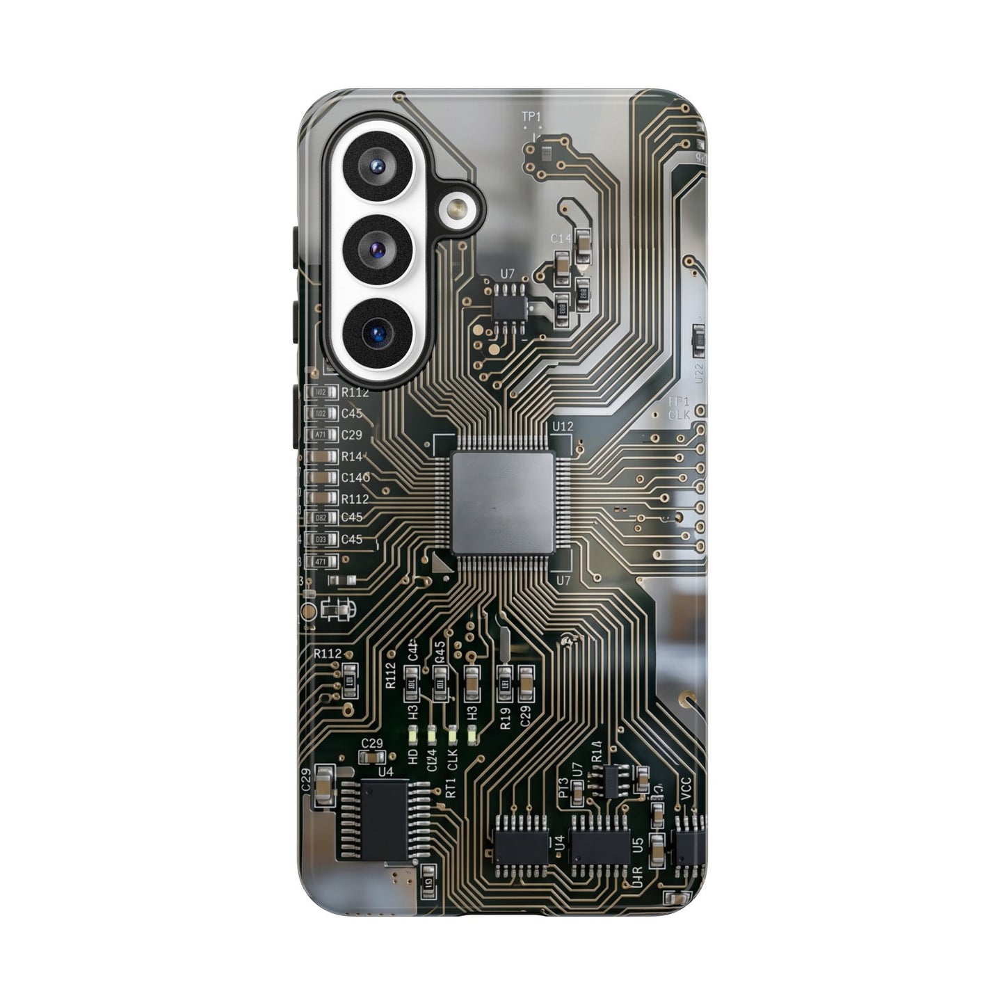 Tough Cases Phone Cases for Samsung Galaxy S25/S24/S23/S22 – Dual Layer, Matte/Glossy Finish, Wireless Charging Compatible, Circuit Board Phone Case — Tech Circuitry Protective Phone Cover