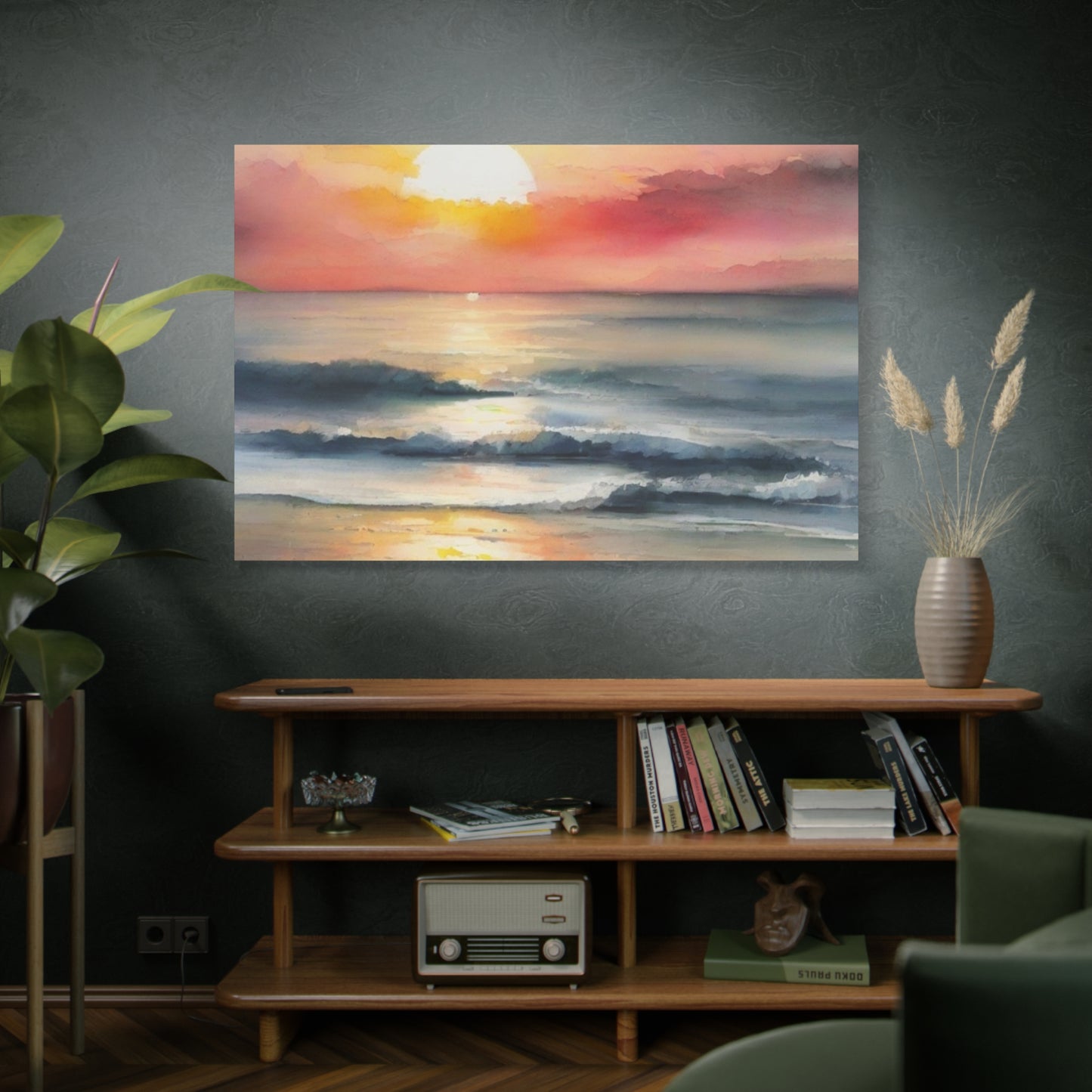 Abstract Art Canvas Print – Modern Wall Art, Matte Canvas, Ready to Hang, Home & Office Décor, Modern Wall Décor, Coastal Sunset Canvas Wall Art - 12" x 16" Stretched Print