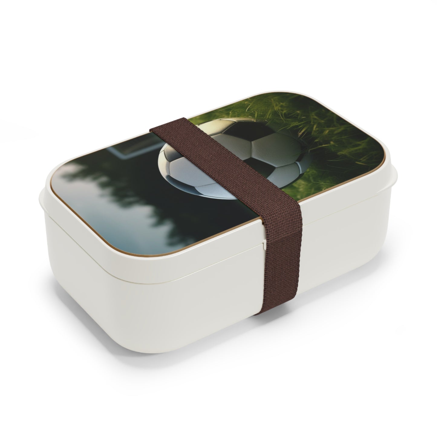 Stylish Bento Box Lunchbox – Portable, Designer Food Container with Wooden Lid & Two Moveable Compartments for Work, School & Picnics, Soccer Bento Lunch Box - Perfect for Sports Events & School Lunches