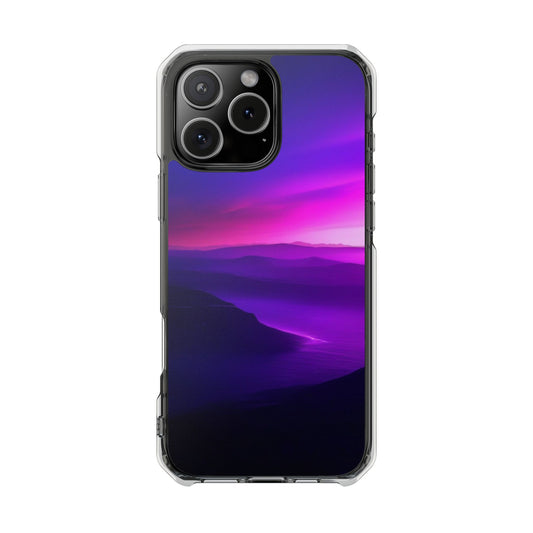 Magnetic Phone Case for iPhone 16/15/14,  Impact Protection, Stylish Tech Accessory, Gift for Tech Lovers, Purple Landscape Case