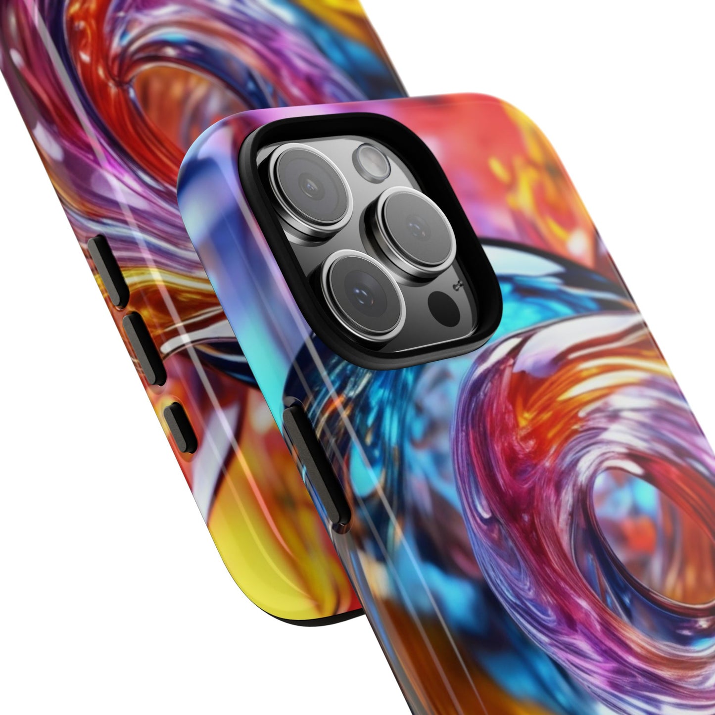 iPhone Tough Case Phone Case for iPhone 14\15\16 – Dual Layer, Matte/Glossy Finish, Wireless Charging CompatibleVibrant Swirl Phone Case - Tough Cases for Protection