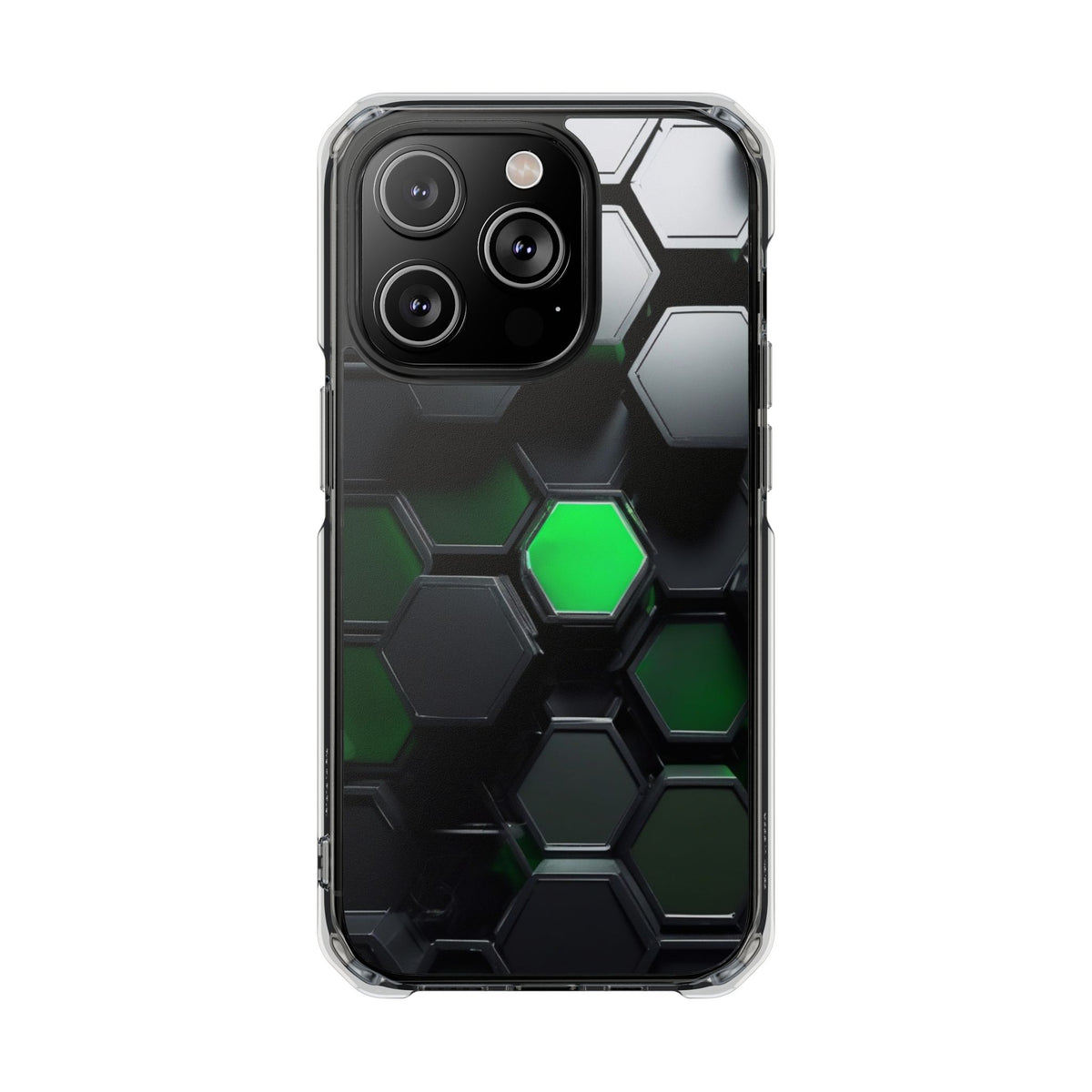 Magnetic Impact Phone Case for iPhone 16/15/14, Hexagon Pattern Magnetic Clear Impact Case, Stylish Phone Accessory, Gift for Tech Lovers, Durable Protection.
