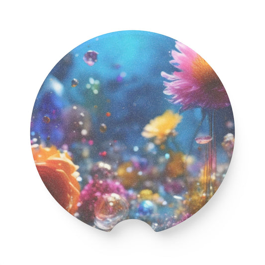 Soapstone Car Coaster — Dreamy Floral Galaxy Car Cup Holder Coaster