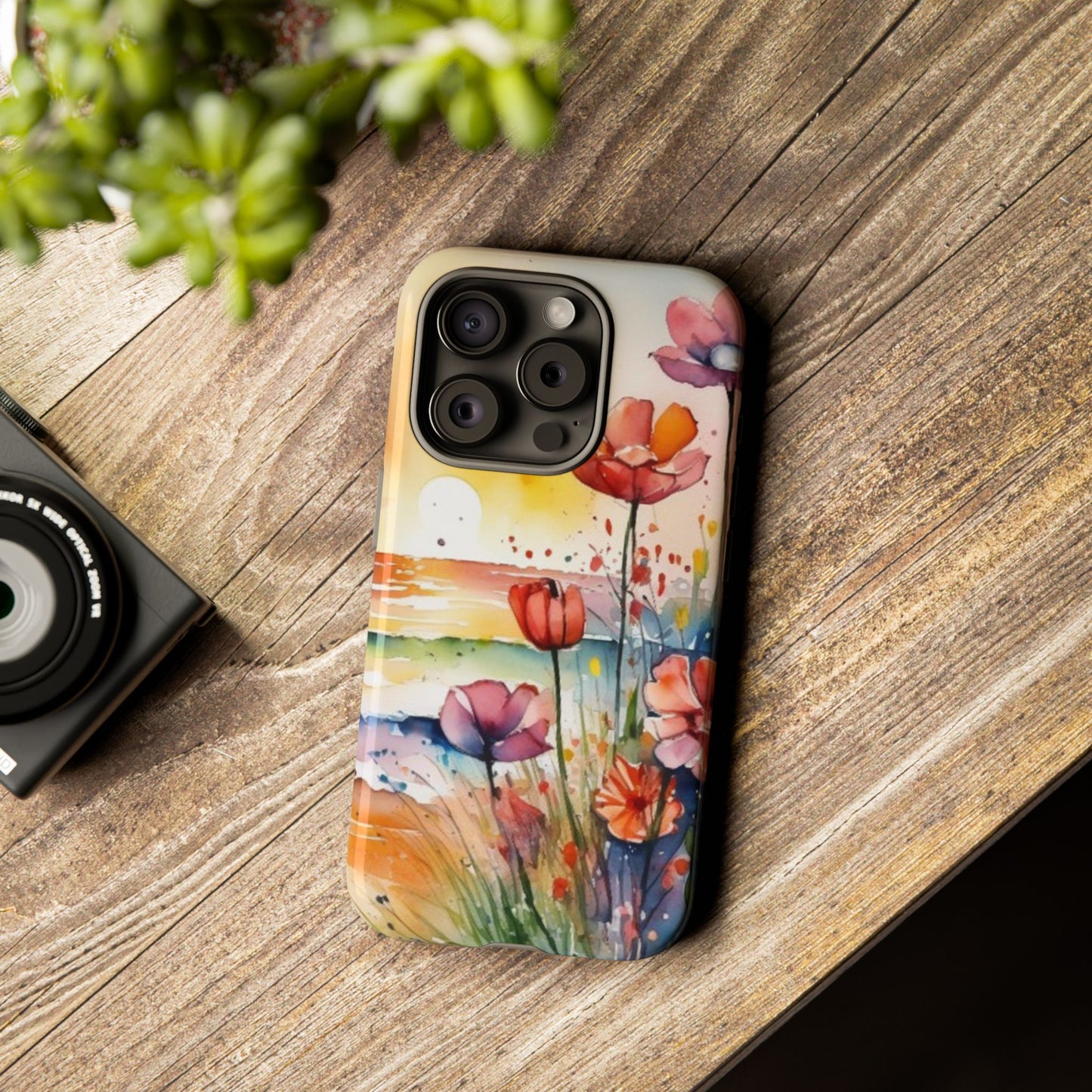 Floral Phone Case, Tough Cases Phone Cases for iPhone 17/16/15/14 - Tough Cases with Vibrant Watercolor Design