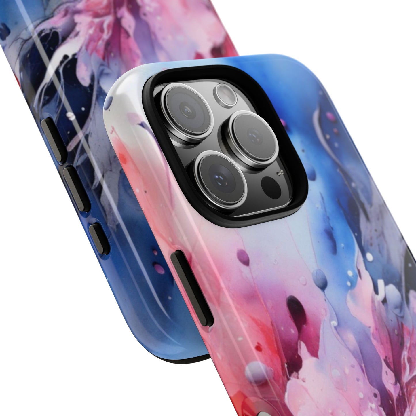 Tough Case — Abstract Pink & Blue Phone Case. iPhone Tough Cases Phone Cases for iPhone 17/16/15/14 – Dual Layer, Matte/Glossy Finish, Wireless Charging Compatible