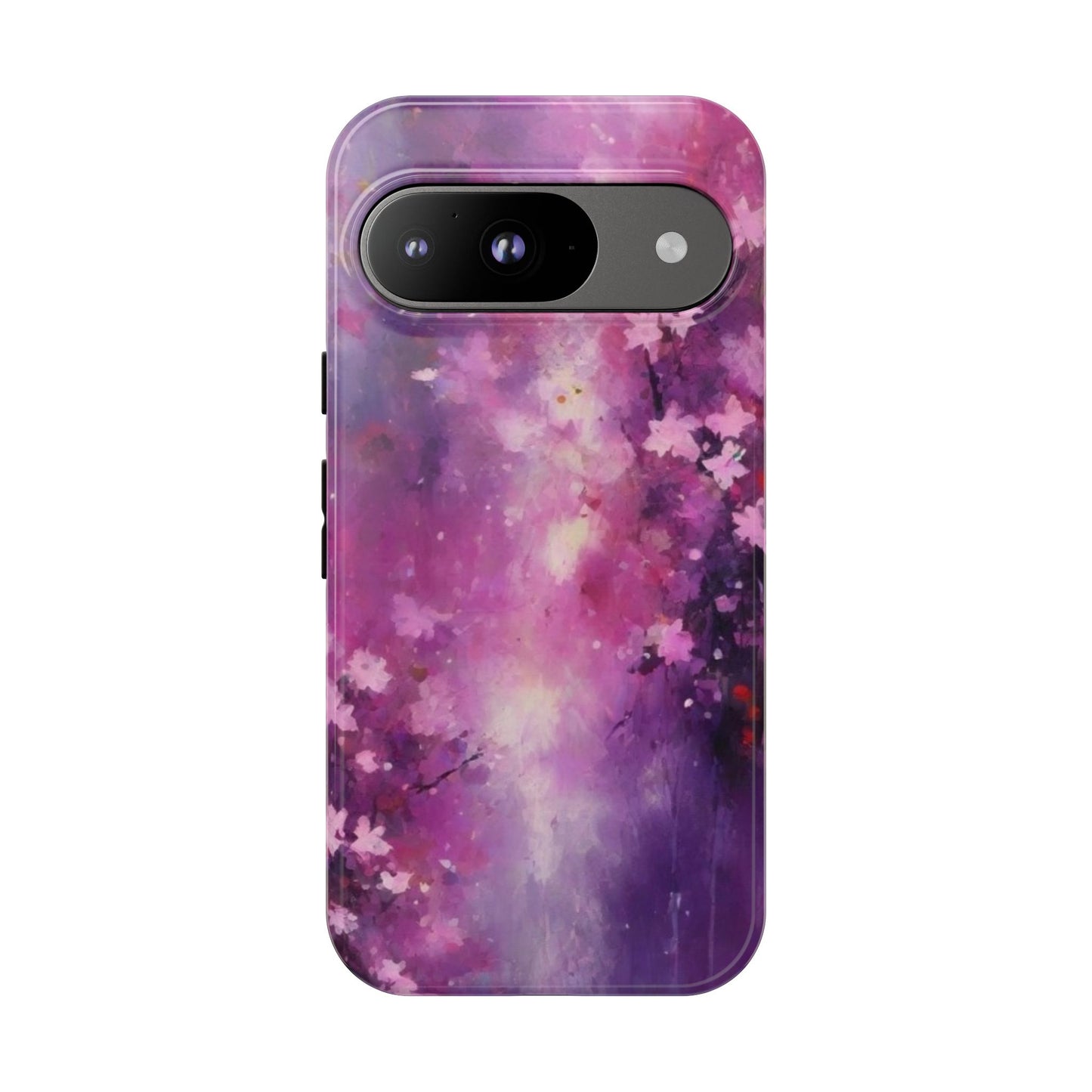 Tough Case Phone Case for Google Pixel 7/8/9– Dual Layer, Matte/Glossy Finish, Wireless Charging Compatible, Artistic Floral Phone Case - Tough Cases with Cherry Blossom Design