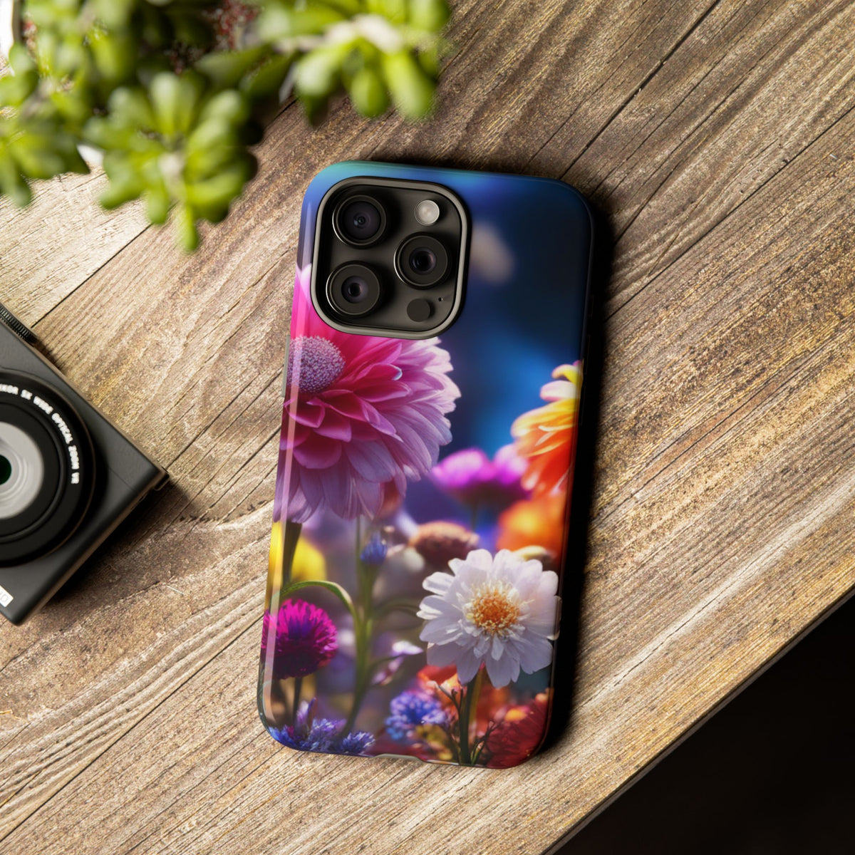 iPhone Tough Cases Phone Cases for iPhone 14\15\16\17 – Dual Layer, Matte/Glossy Finish, Wireless Charging Compatible, Floral Garden Phone Case — Vibrant Bloom Protective iPhone Cover