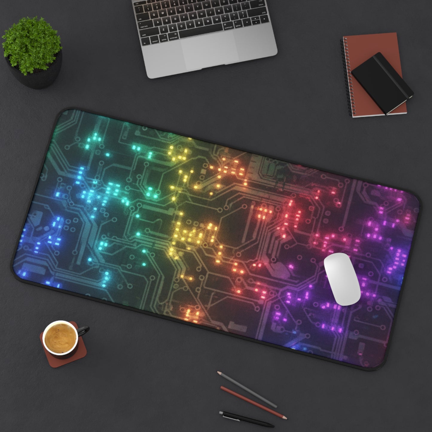 Large Gaming Mouse Pad – Premium Mouse Pad & Tech Accessory for Home & Office, Premium Desk Mat, Gaming Mouse Pad, Non-slip, Rainbow Circuit Desk Mat — RGB Tech Gamer Mouse Pad