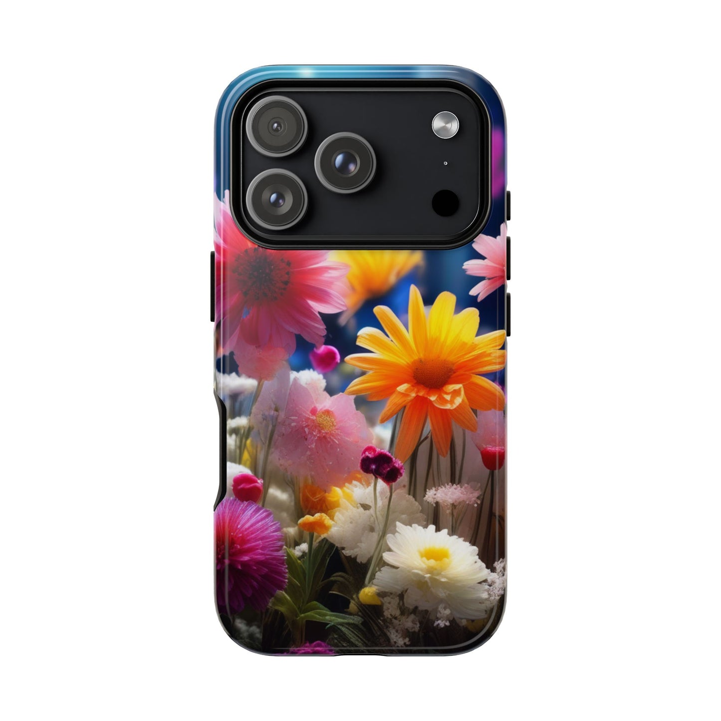 iPhone Tough Cases Phone Cases for iPhone 14\15\16\17– Dual Layer, Matte/Glossy Finish, Wireless Charging Compatible, Floral Garden Phone Case — Vibrant Spring Flowers Protective iPhone Case