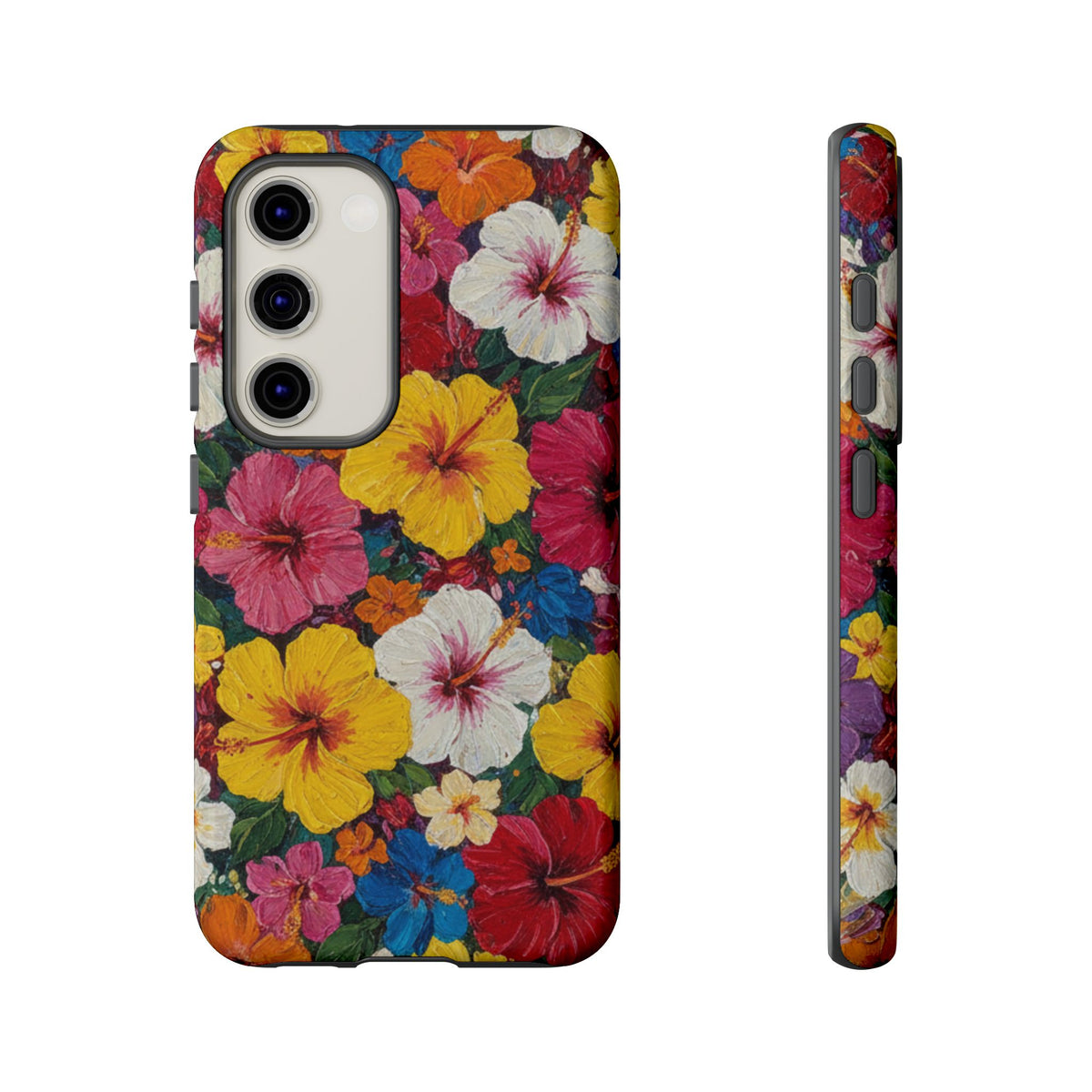 Tough Cases Phone Cases for Samsung Galaxy S26/S25/S24/S23/S22 – Dual Layer, Matte/Glossy Finish, Wireless Charging CompatibleFloral Hibiscus Tough Phone Case — Bright Tropical Flowers Protective Cover